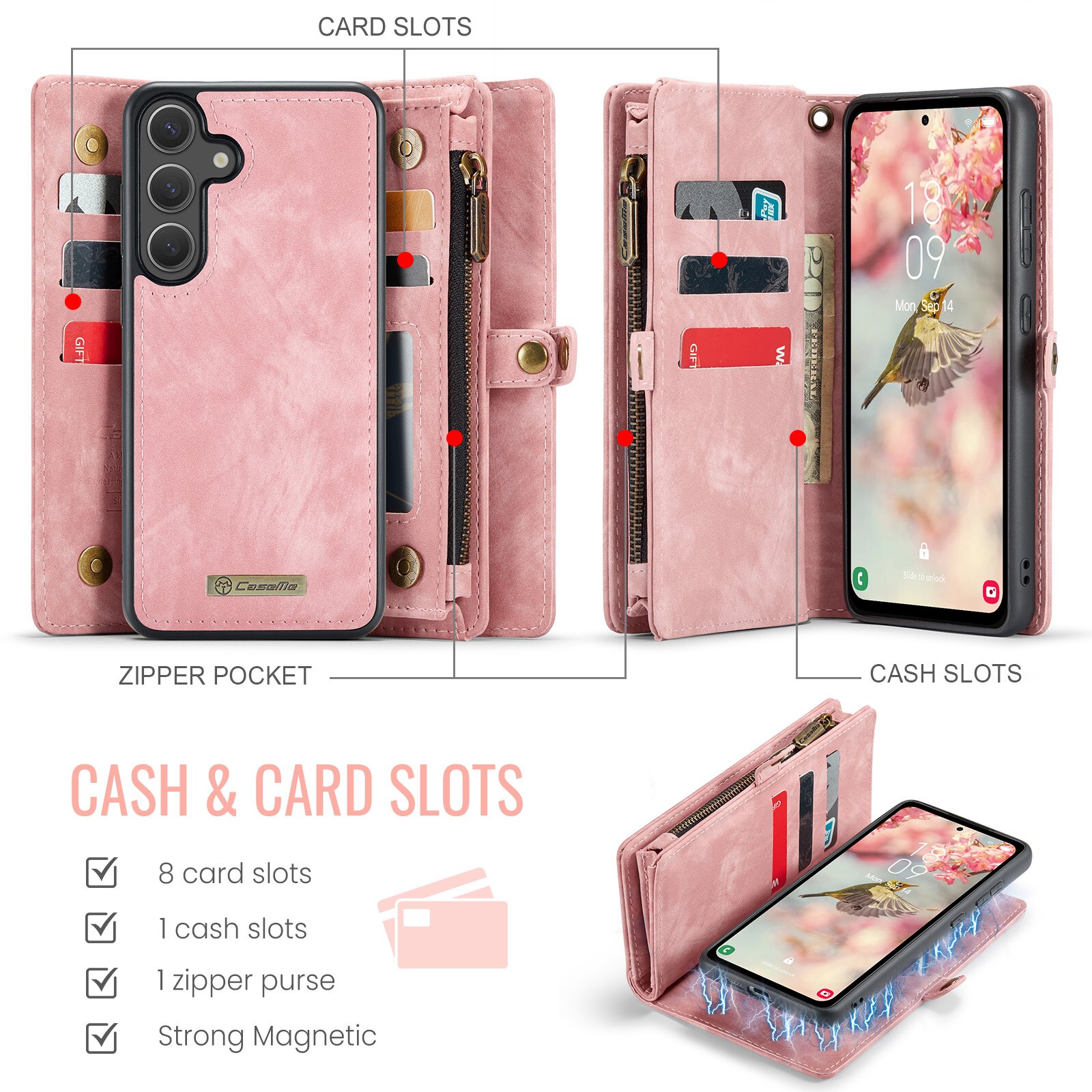 Multi-slot Hoesje Samsung Galaxy S25 FE Roze