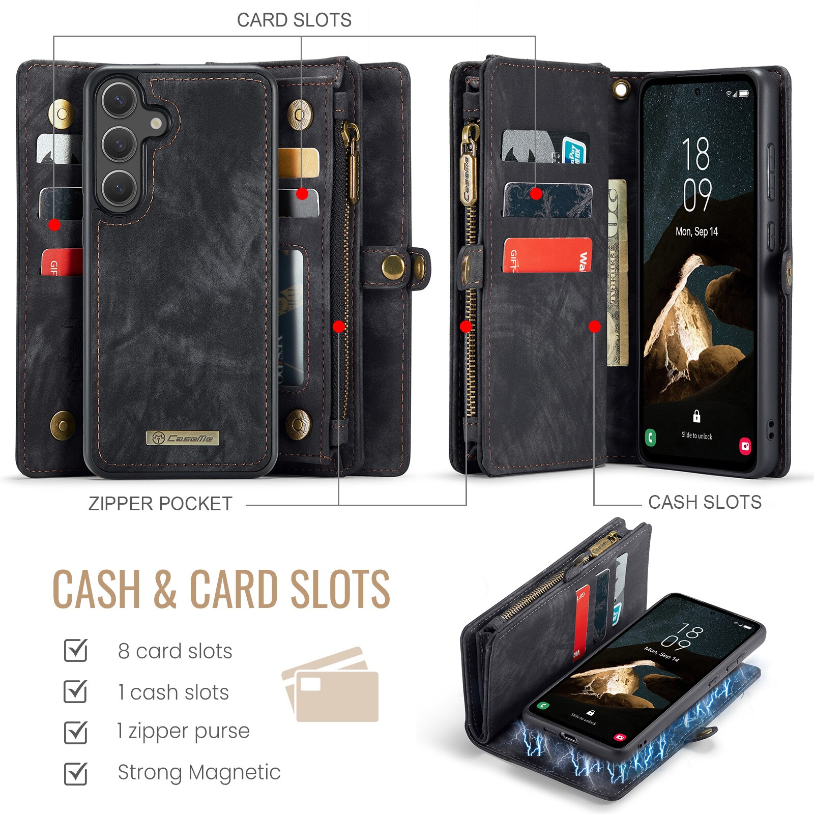 Multi-slot Hoesje Samsung Galaxy S25 FE Grijs