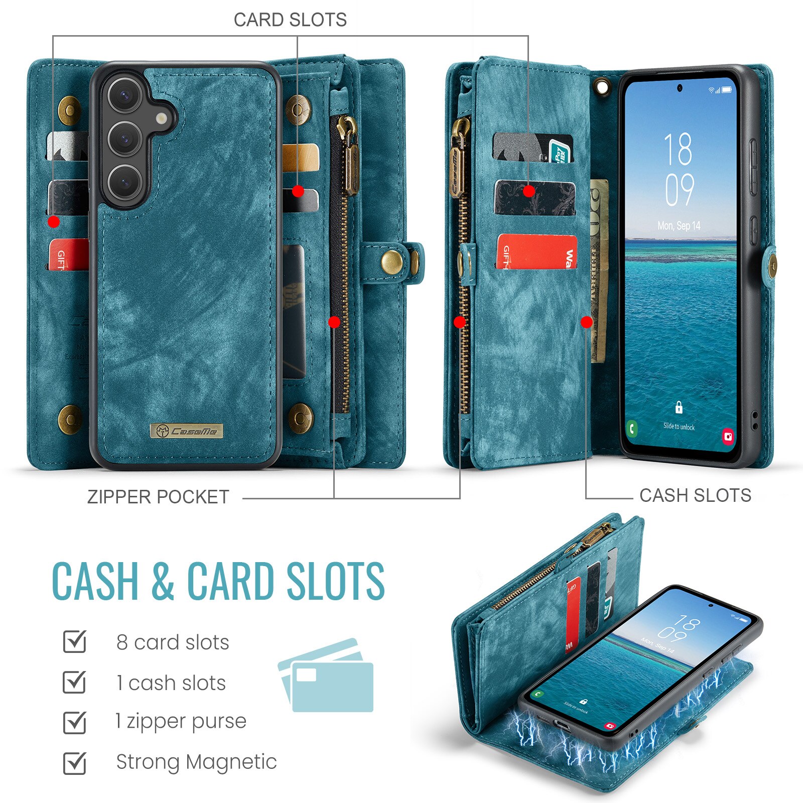 Multi-slot Hoesje Samsung Galaxy S25 FE Blauw