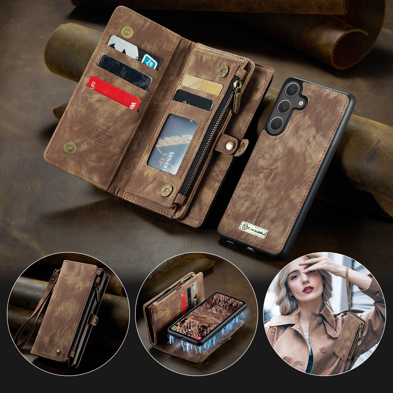 Multi-slot Hoesje Samsung Galaxy S25 FE Bruin