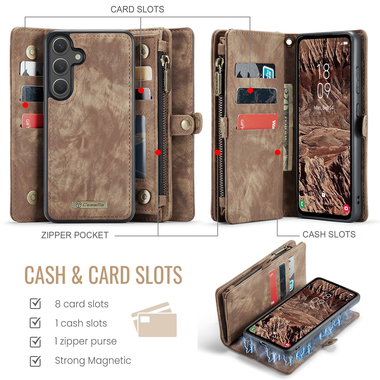 Multi-slot Hoesje Samsung Galaxy S25 FE Bruin