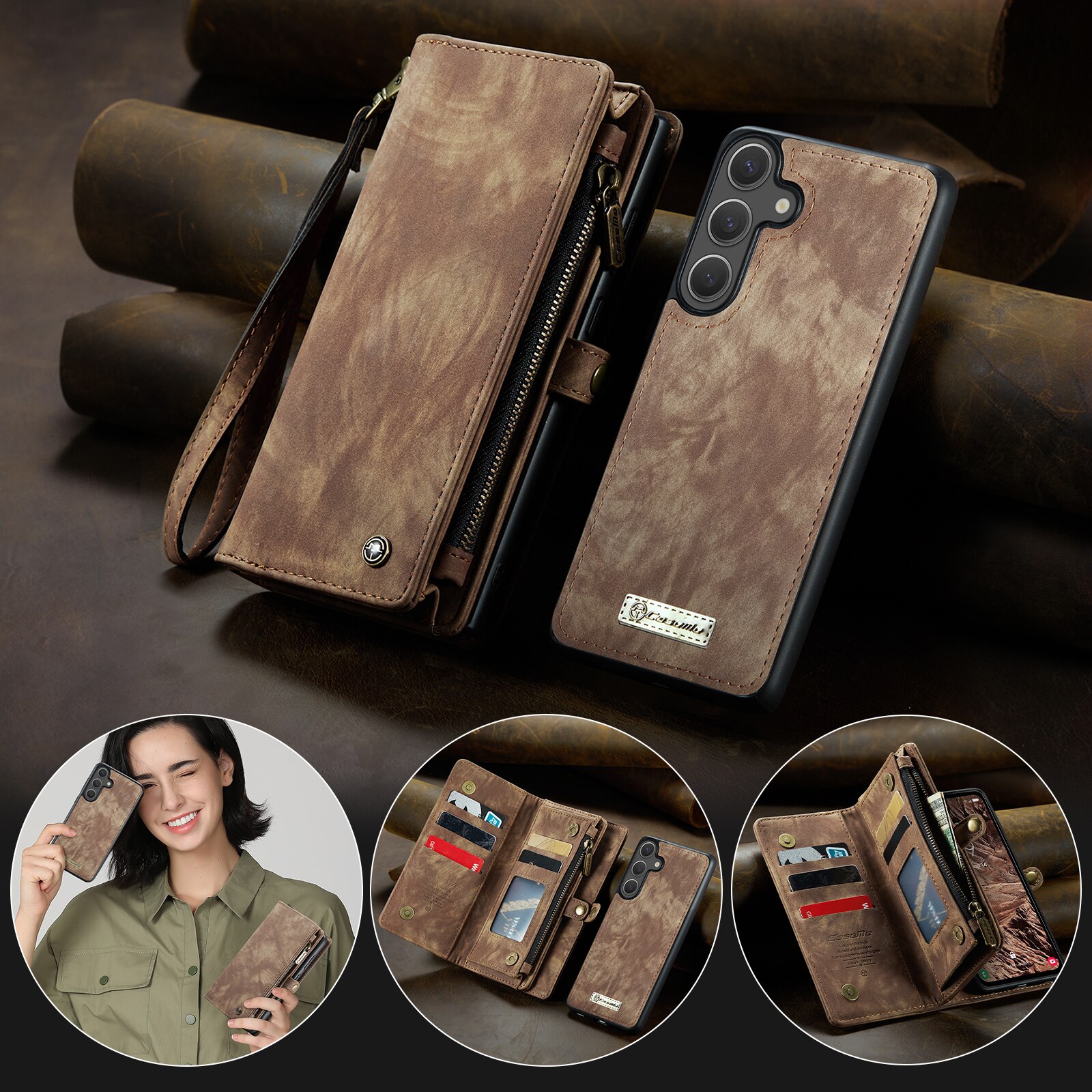 Multi-slot Hoesje Samsung Galaxy S25 FE Bruin