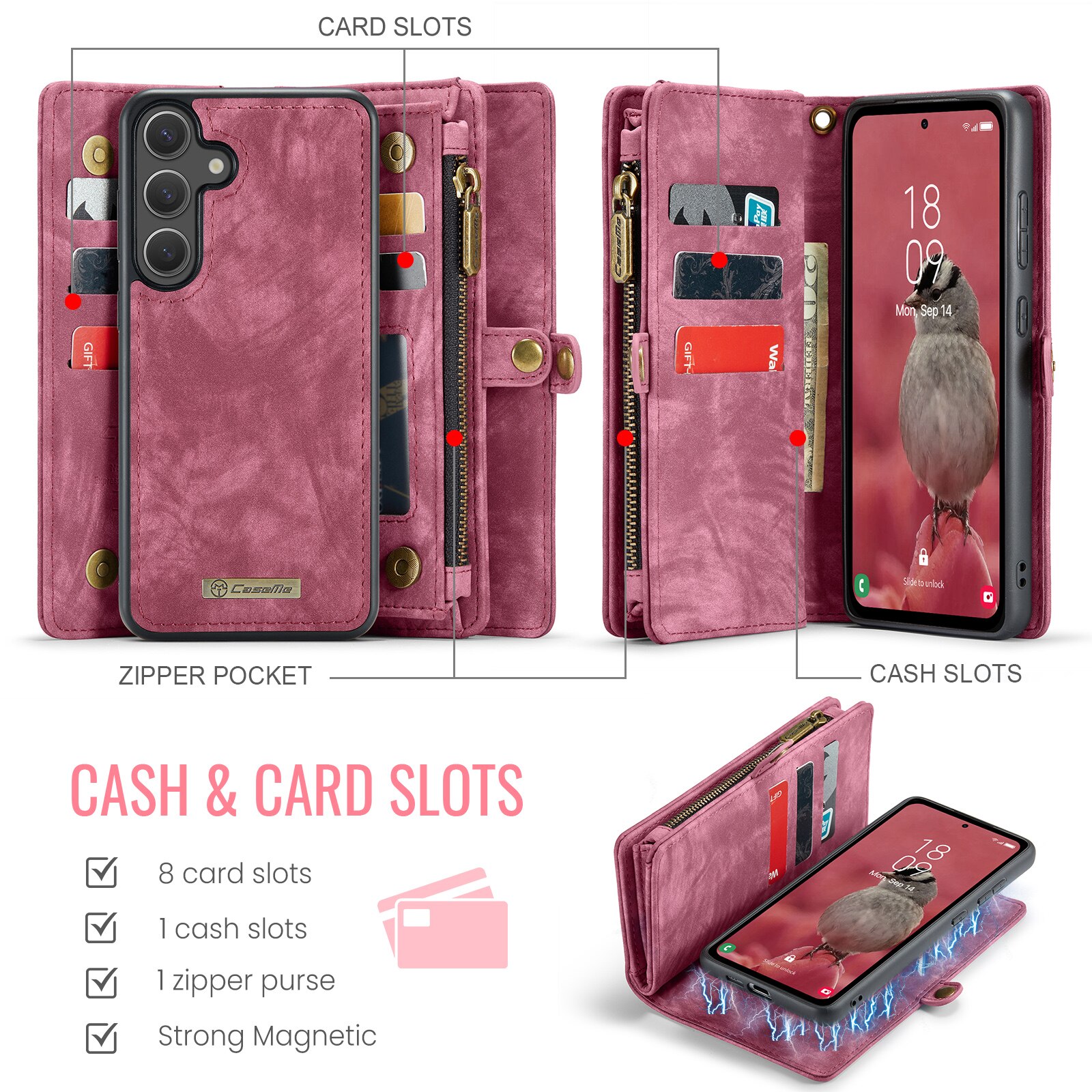 Multi-slot Hoesje Samsung Galaxy S25 FE Rood