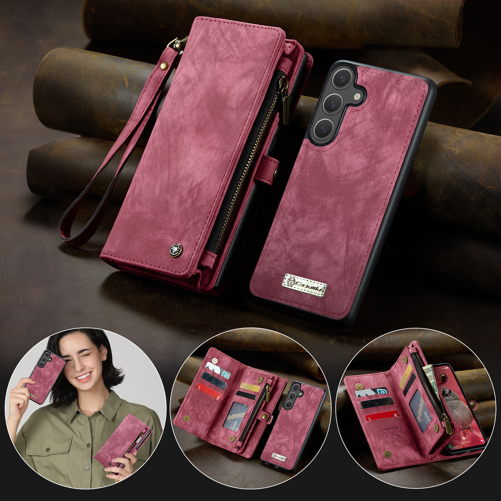 Multi-slot Hoesje Samsung Galaxy S25 FE Rood