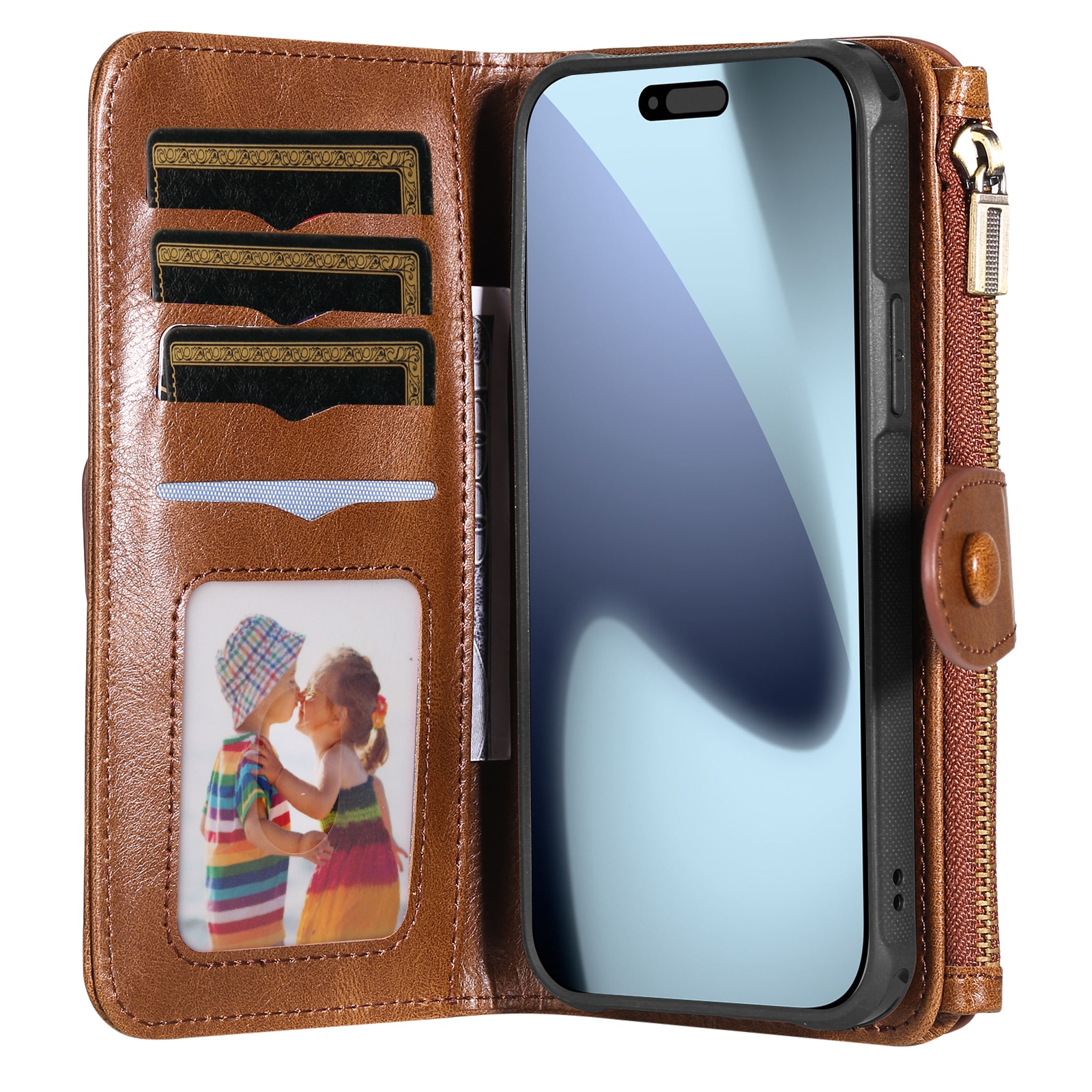 iPhone 17 Pro Max  Magnet Leather Multi-Wallet Bruin