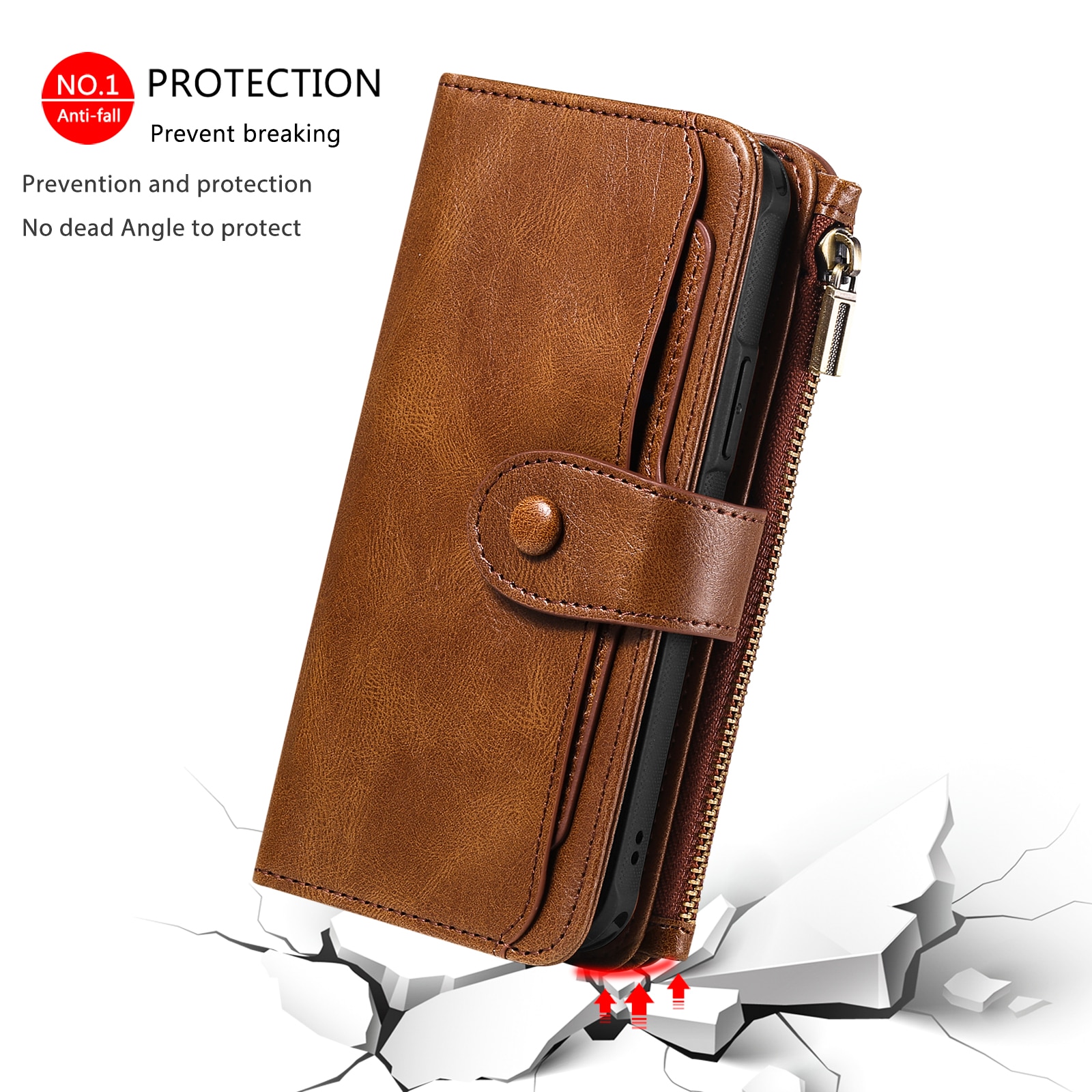 iPhone 17 Pro Max  Magnet Leather Multi-Wallet Bruin