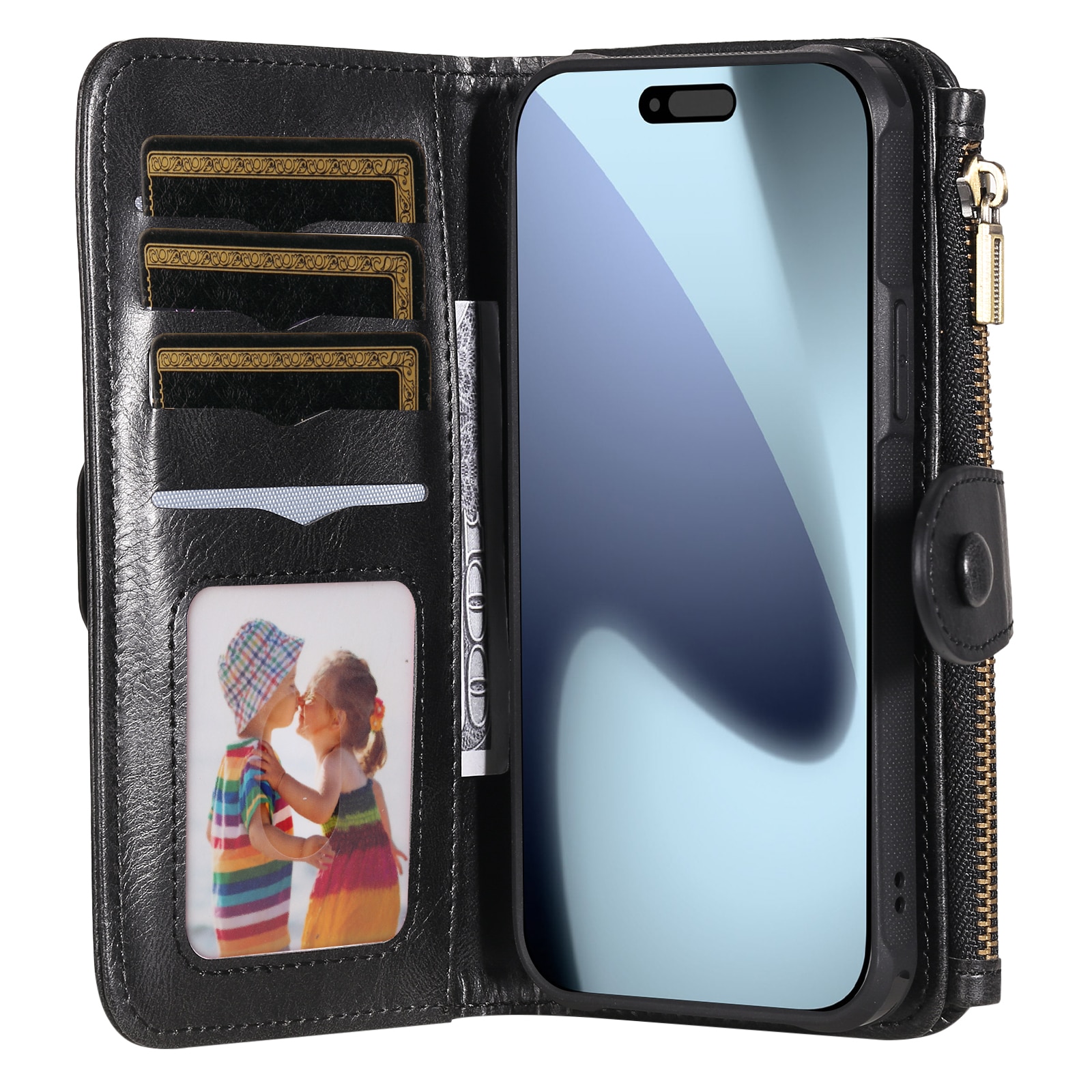 iPhone 17 Pro Max  Magnet Leather Multi-Wallet zwart