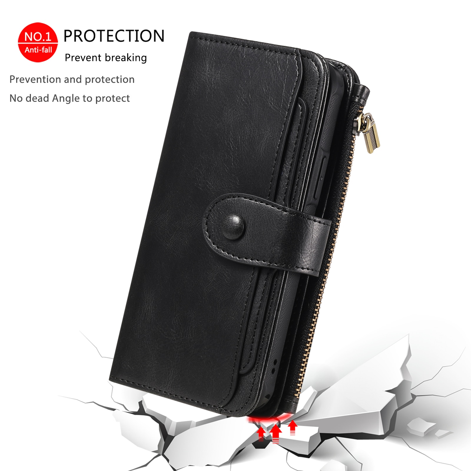 iPhone 17 Pro Max  Magnet Leather Multi-Wallet zwart