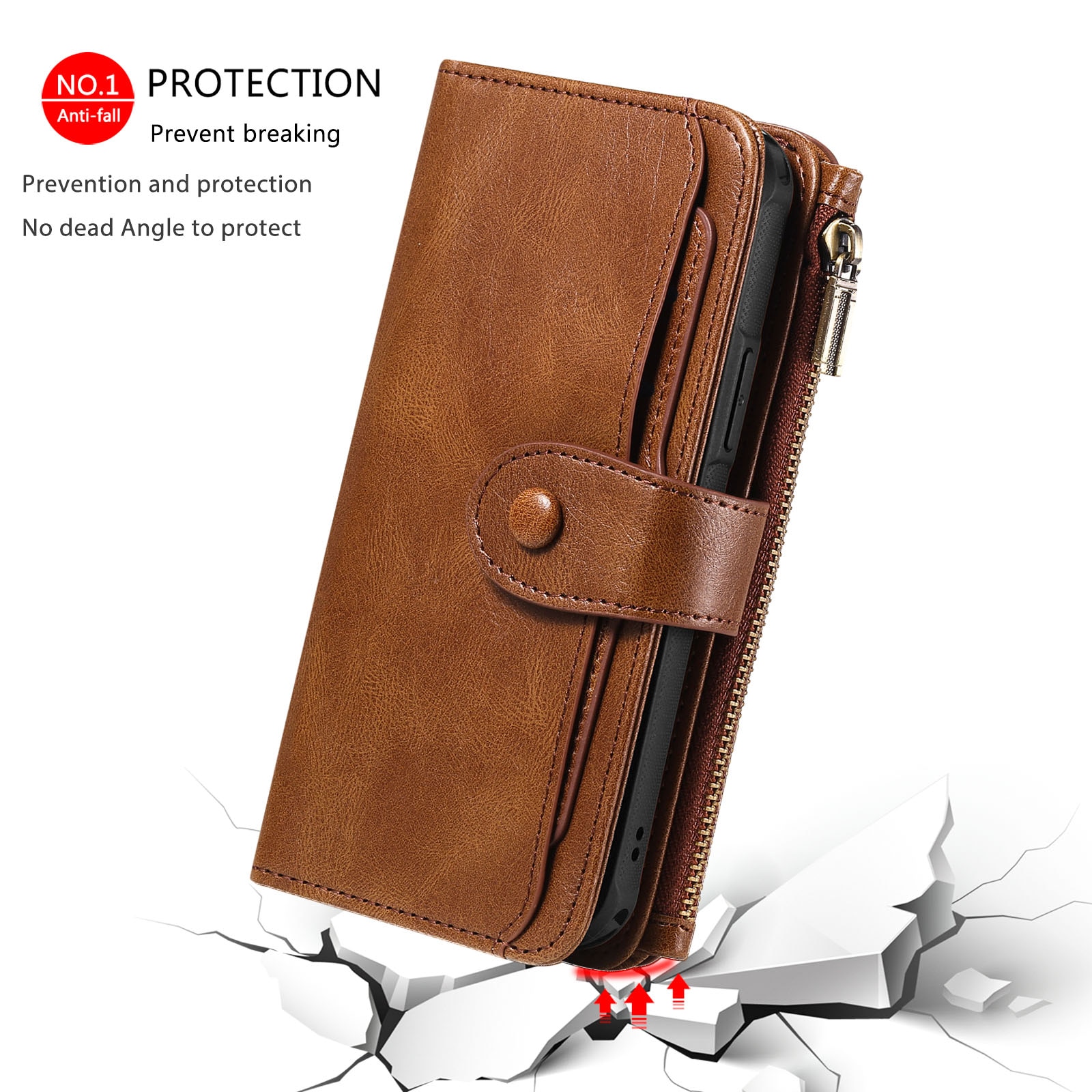iPhone 17  Magnet Leather Multi-Wallet Bruin