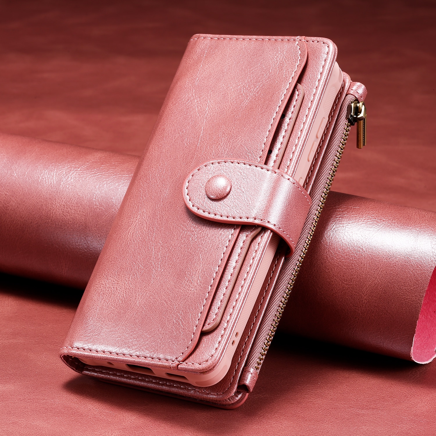 iPhone 17  Magnet Leather Multi-Wallet Roze