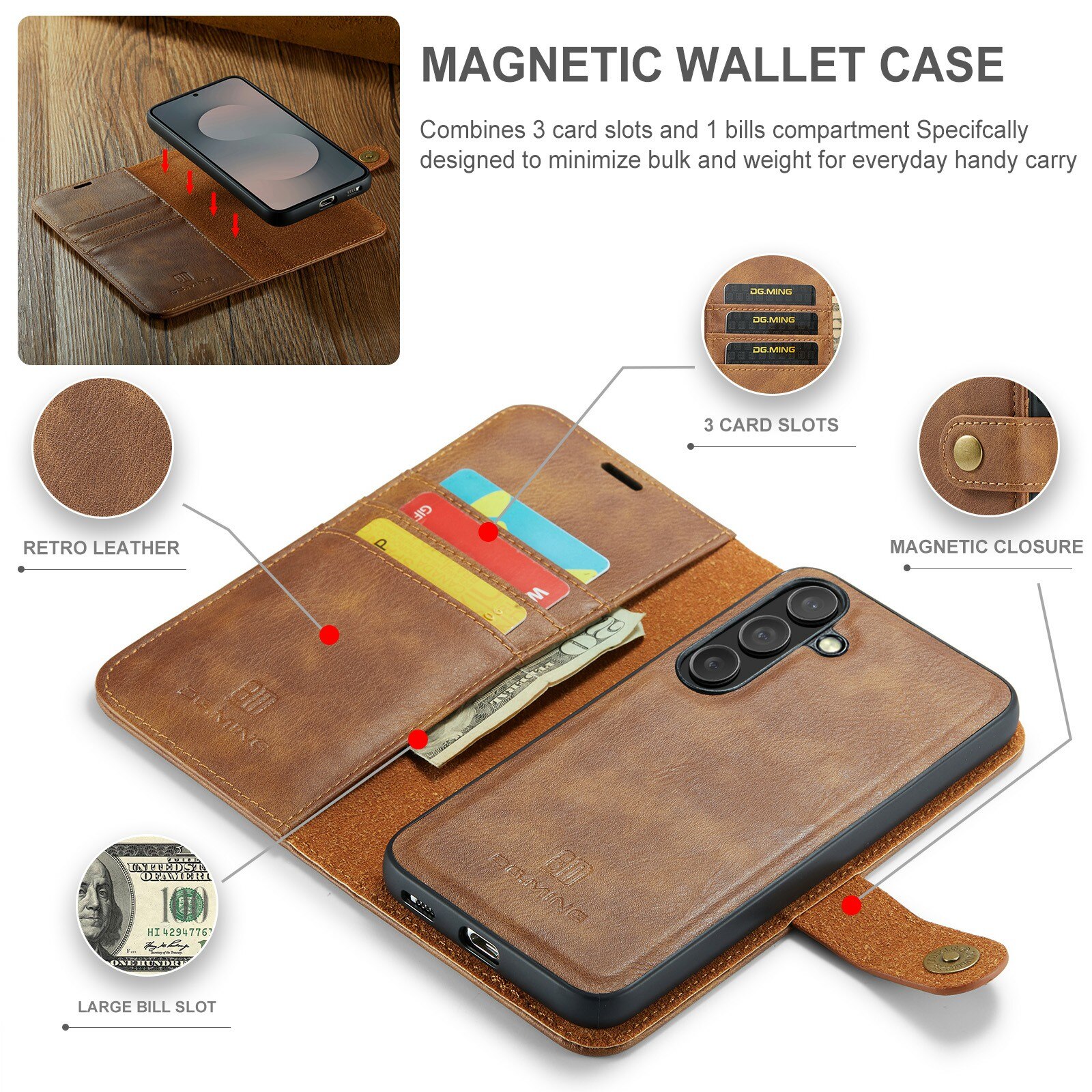 Magnet Wallet Samsung Galaxy S25 FE Cognac