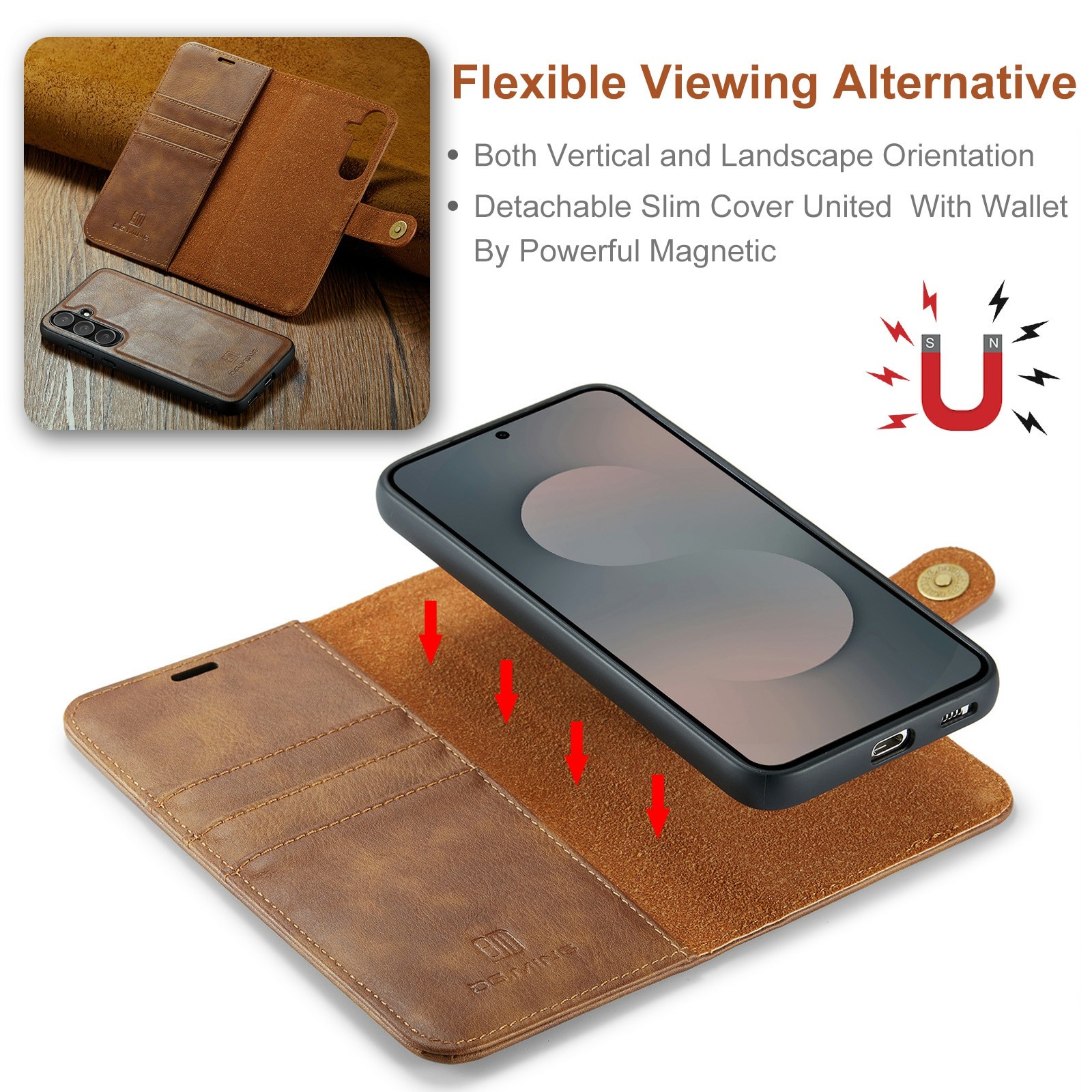 Magnet Wallet Samsung Galaxy S25 FE Cognac