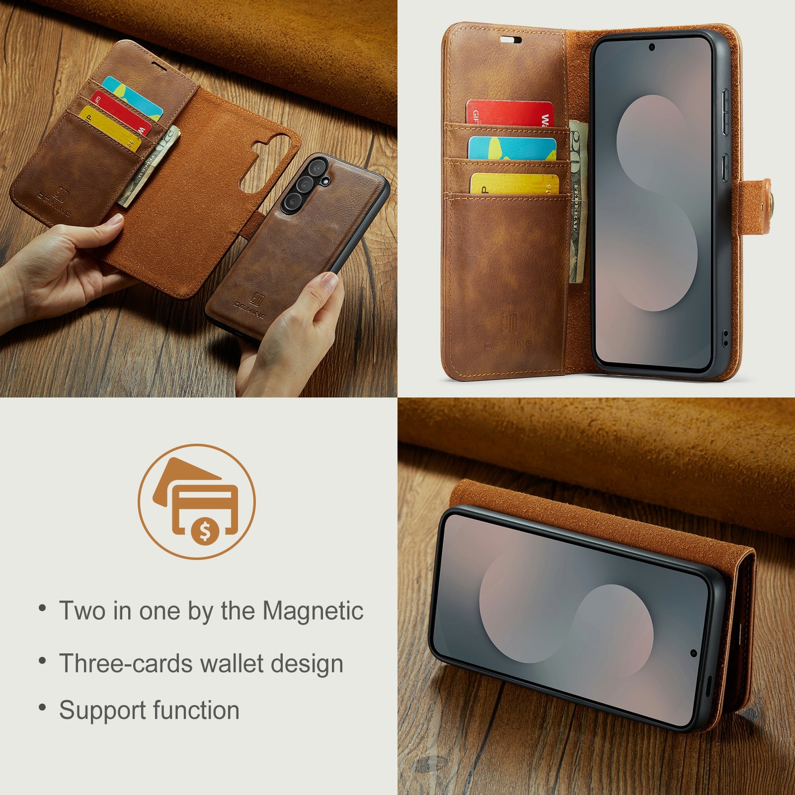 Magnet Wallet Samsung Galaxy S25 FE Cognac