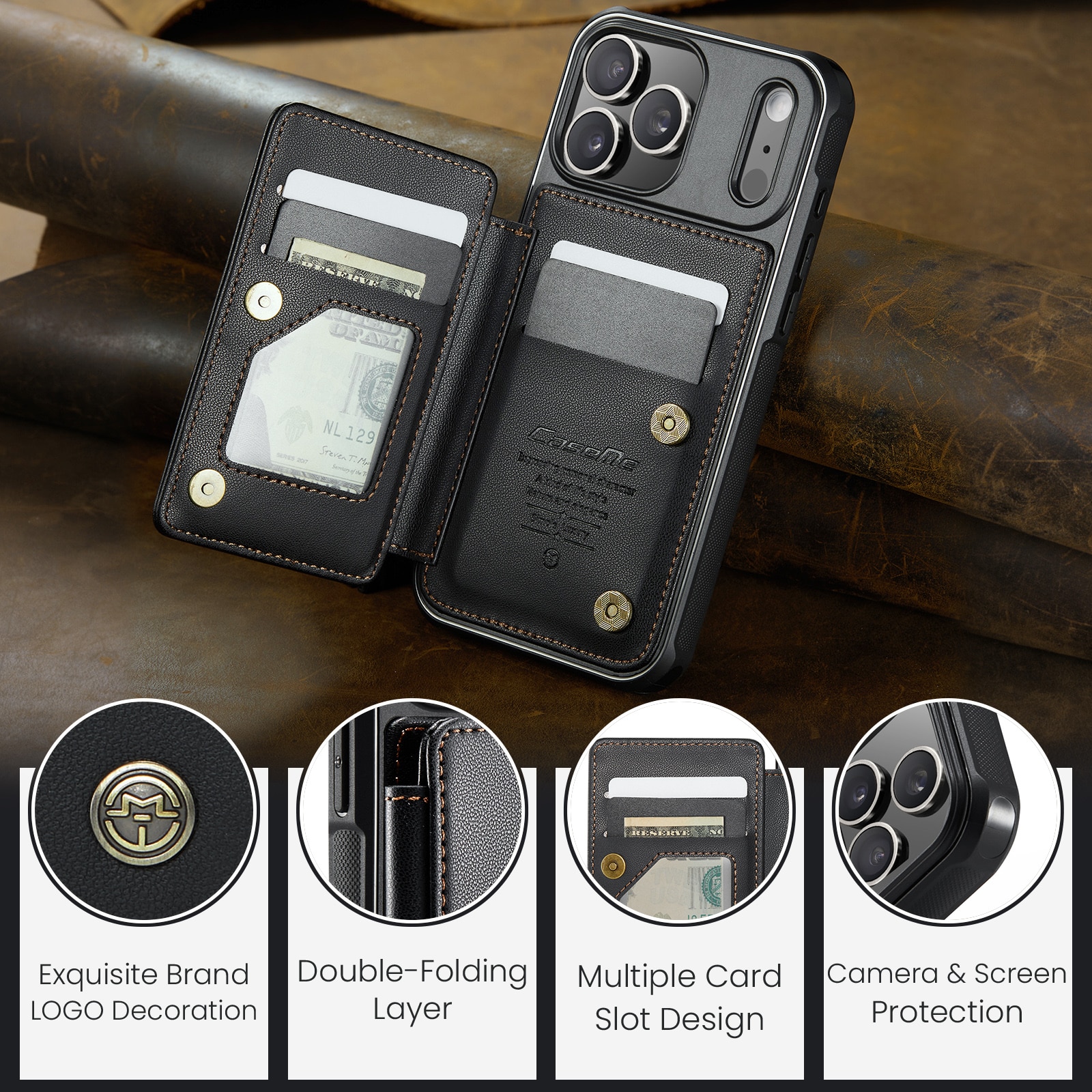 RFID blocking Portemonnee hoesje iPhone 17 Pro zwart