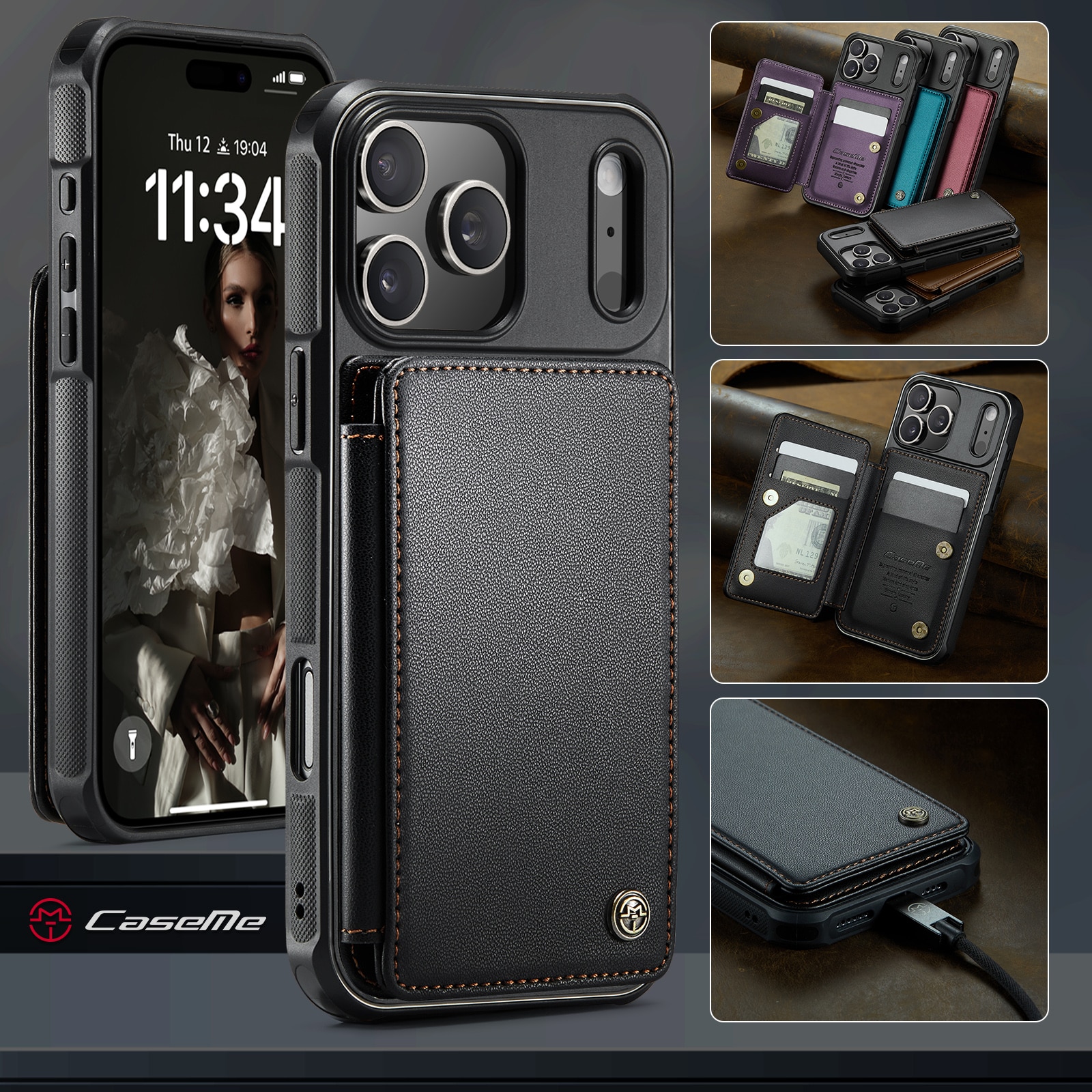 RFID blocking Portemonnee hoesje iPhone 17 Pro zwart