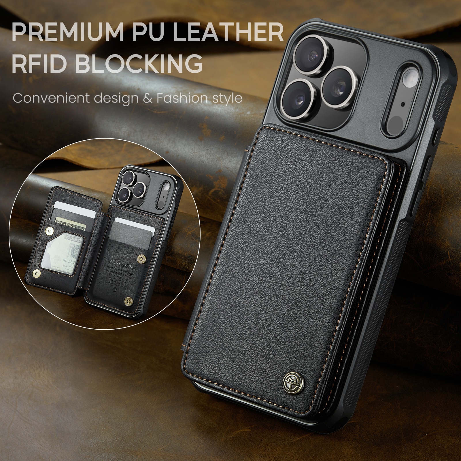 RFID blocking Portemonnee hoesje iPhone 17 Pro zwart