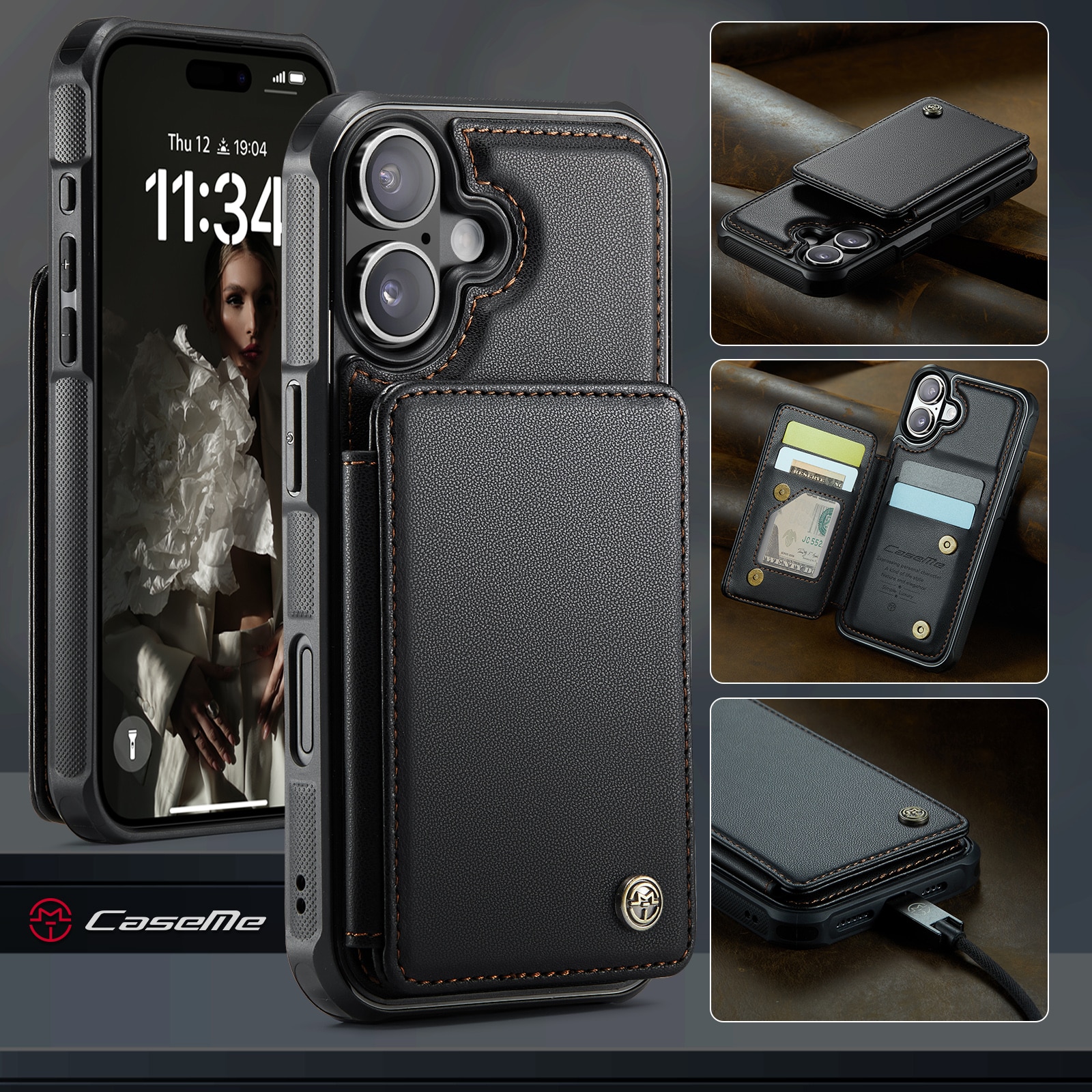 RFID blocking Portemonnee hoesje iPhone 17 zwart