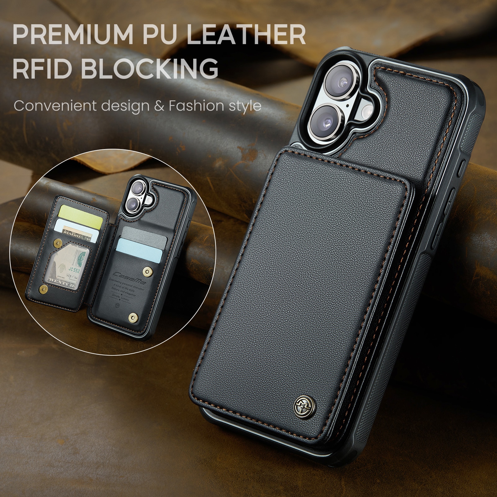RFID blocking Portemonnee hoesje iPhone 17 zwart
