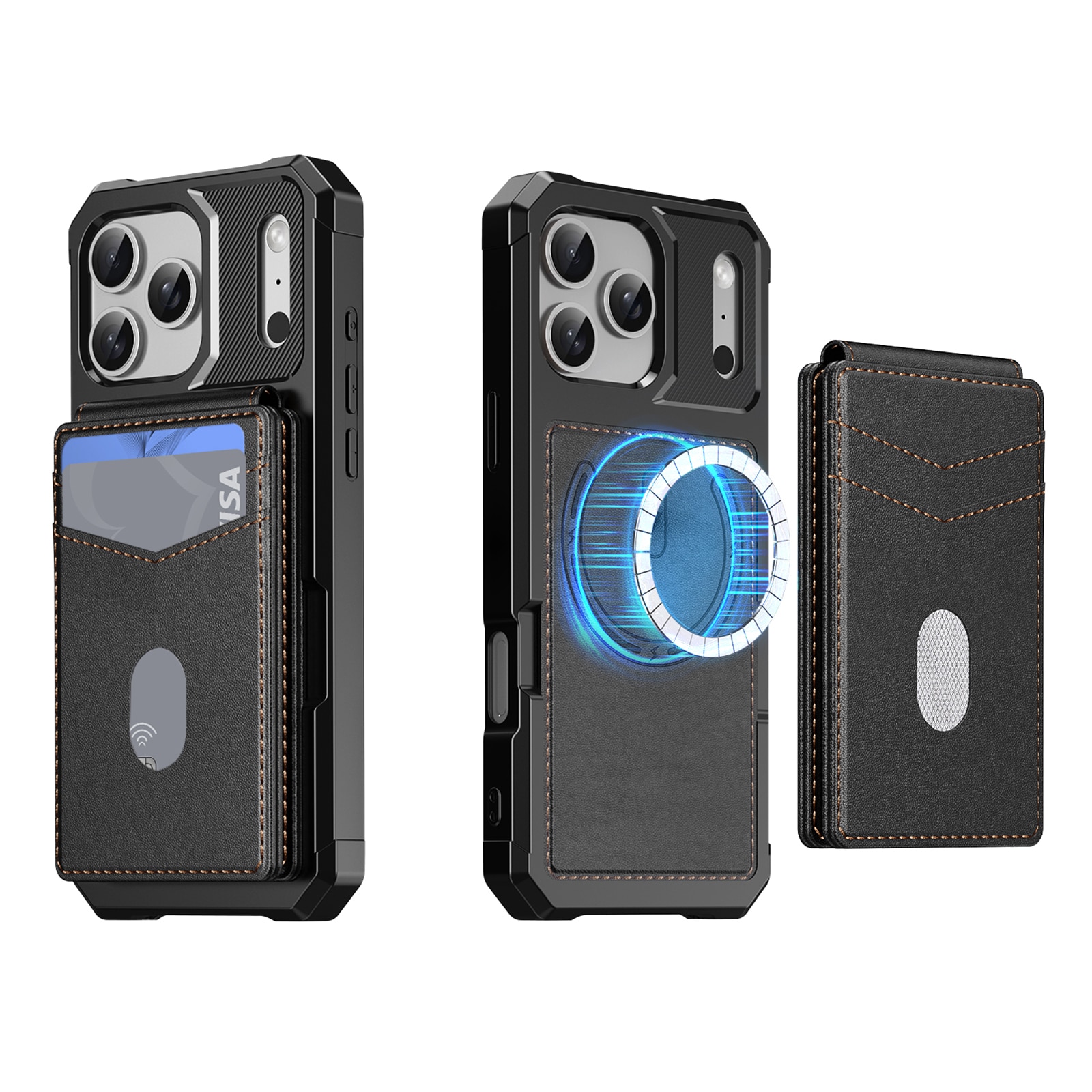 iPhone 17 Pro Magnetisch hoesje met kaarthouder Zwart