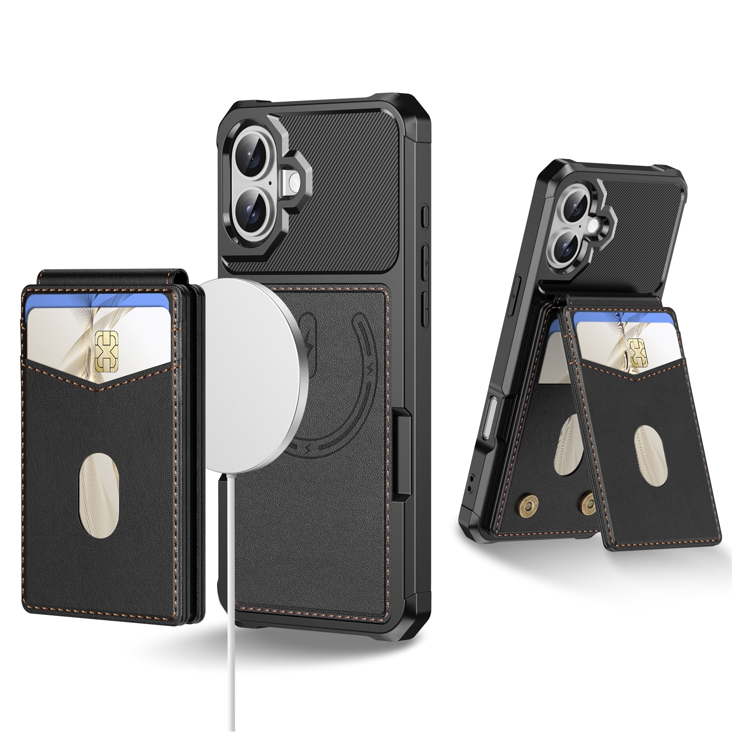 iPhone 17 Magnetisch hoesje met kaarthouder Zwart