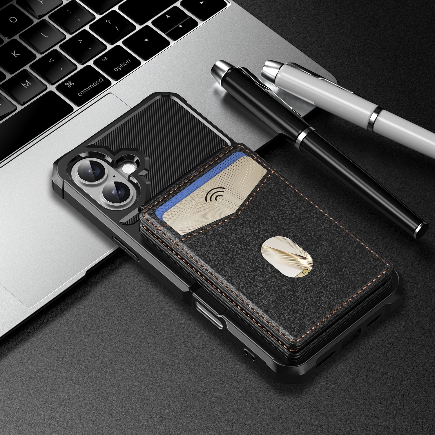 iPhone 17 Magnetisch hoesje met kaarthouder Zwart