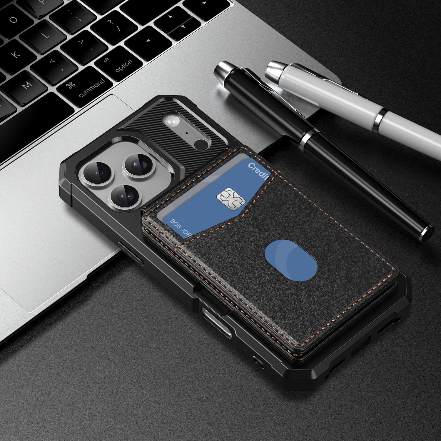 iPhone 17 Pro Max Magnetisch hoesje met kaarthouder Zwart