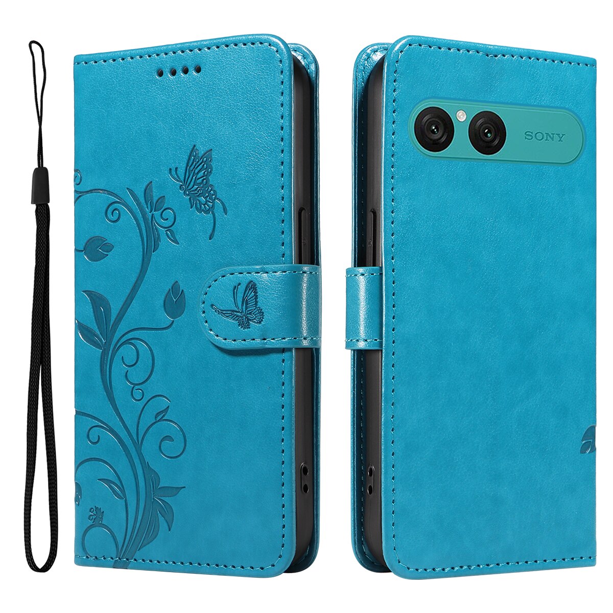 Sony Xperia 10 VII Leren vlinderhoesje Blauw
