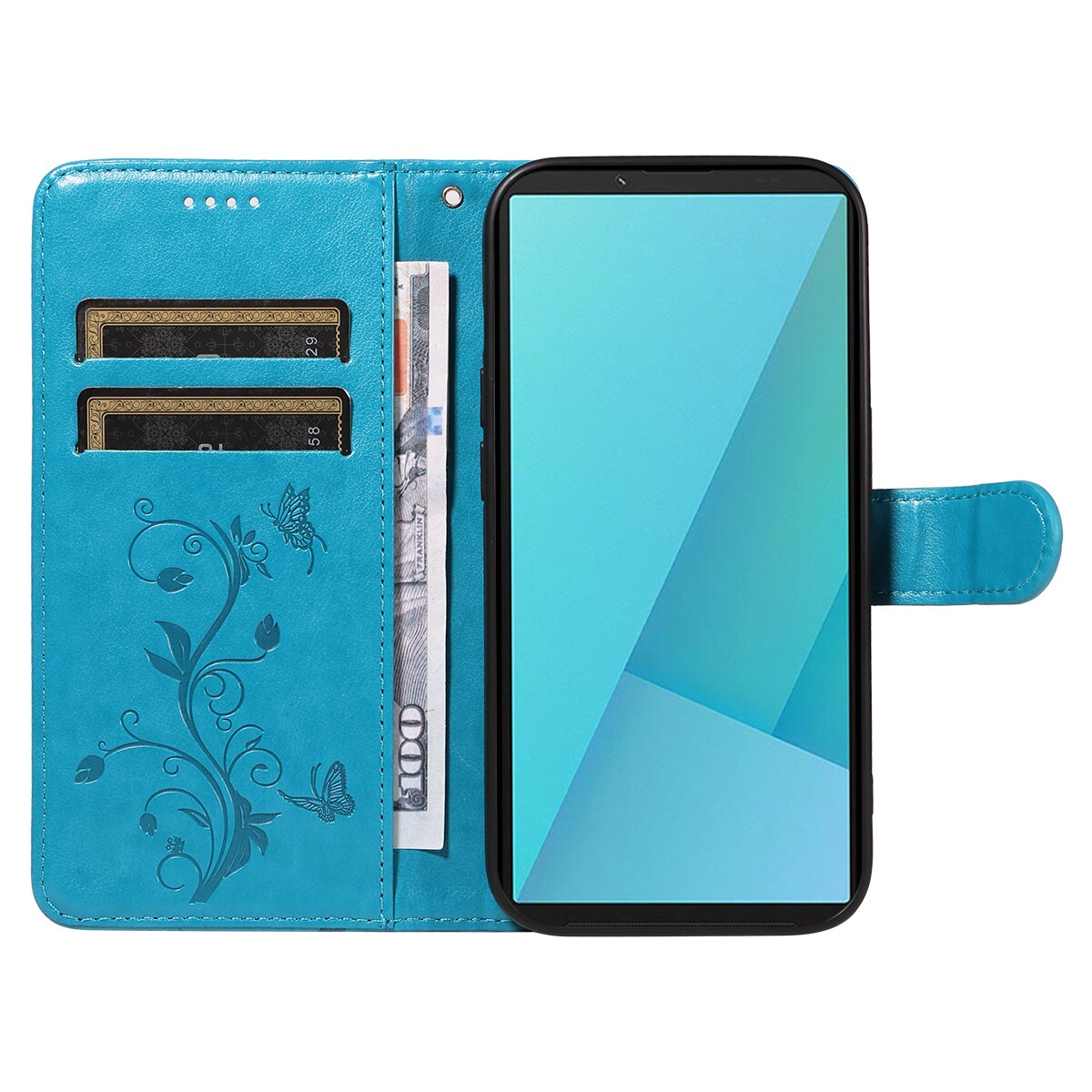 Sony Xperia 10 VII Leren vlinderhoesje Blauw