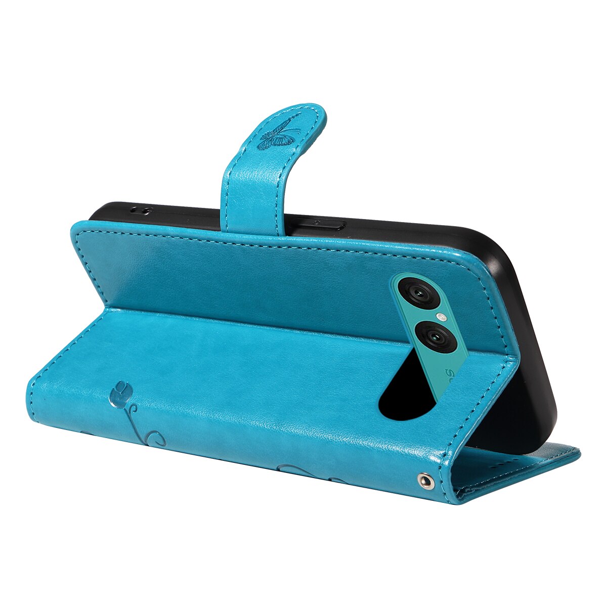 Sony Xperia 10 VII Leren vlinderhoesje Blauw