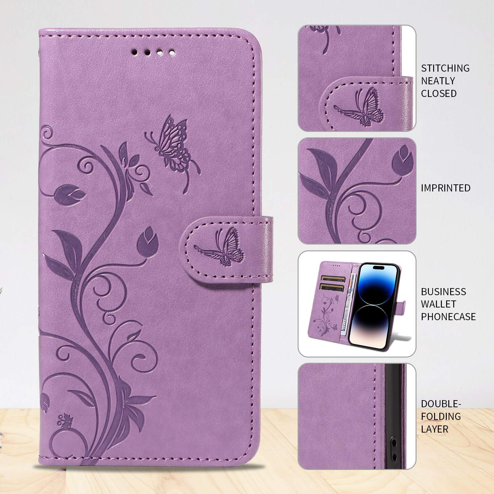 Sony Xperia 10 VII Leren vlinderhoesje Paars