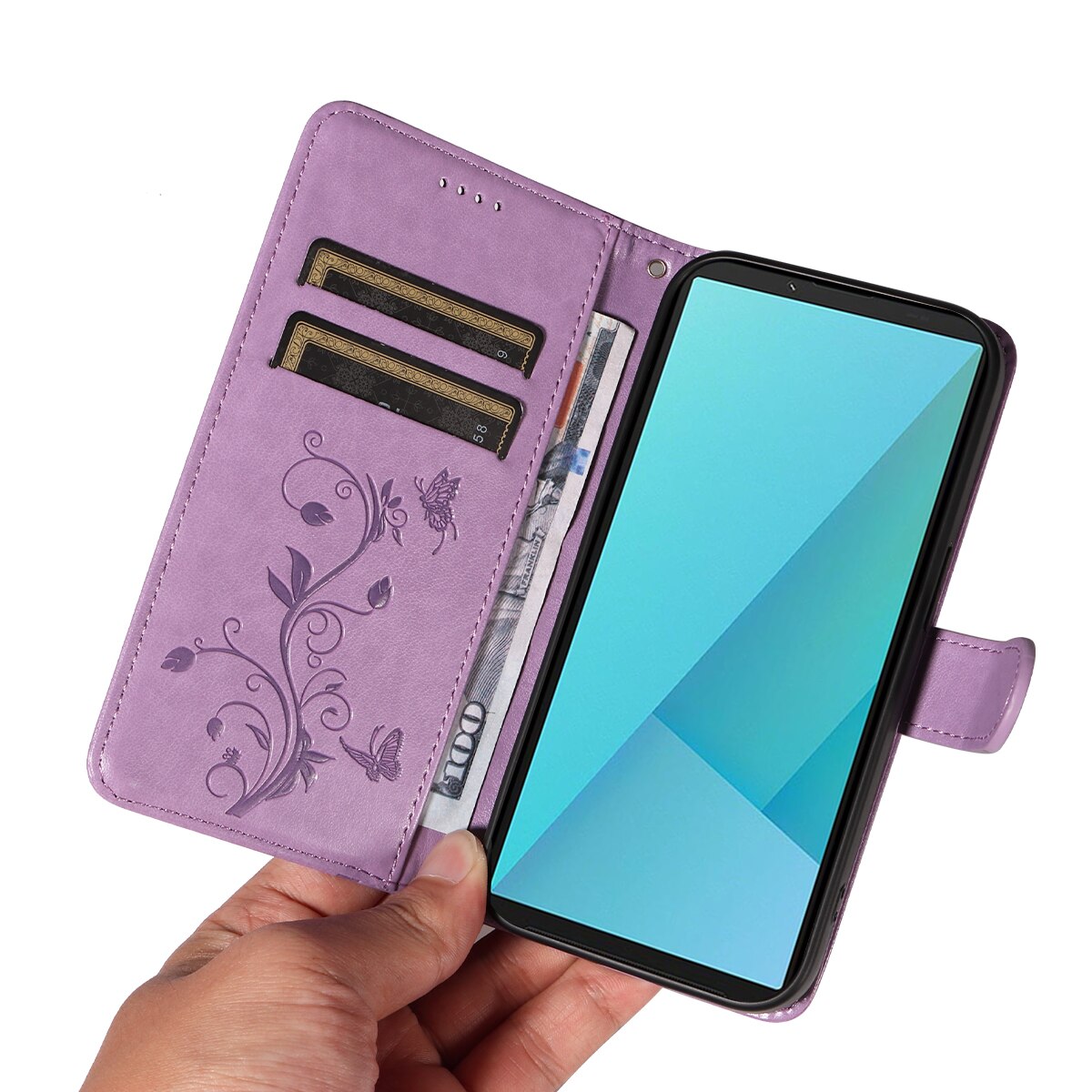 Sony Xperia 10 VII Leren vlinderhoesje Paars