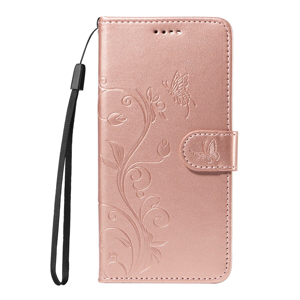 Sony Xperia 10 VII Leren vlinderhoesje Rosé goud