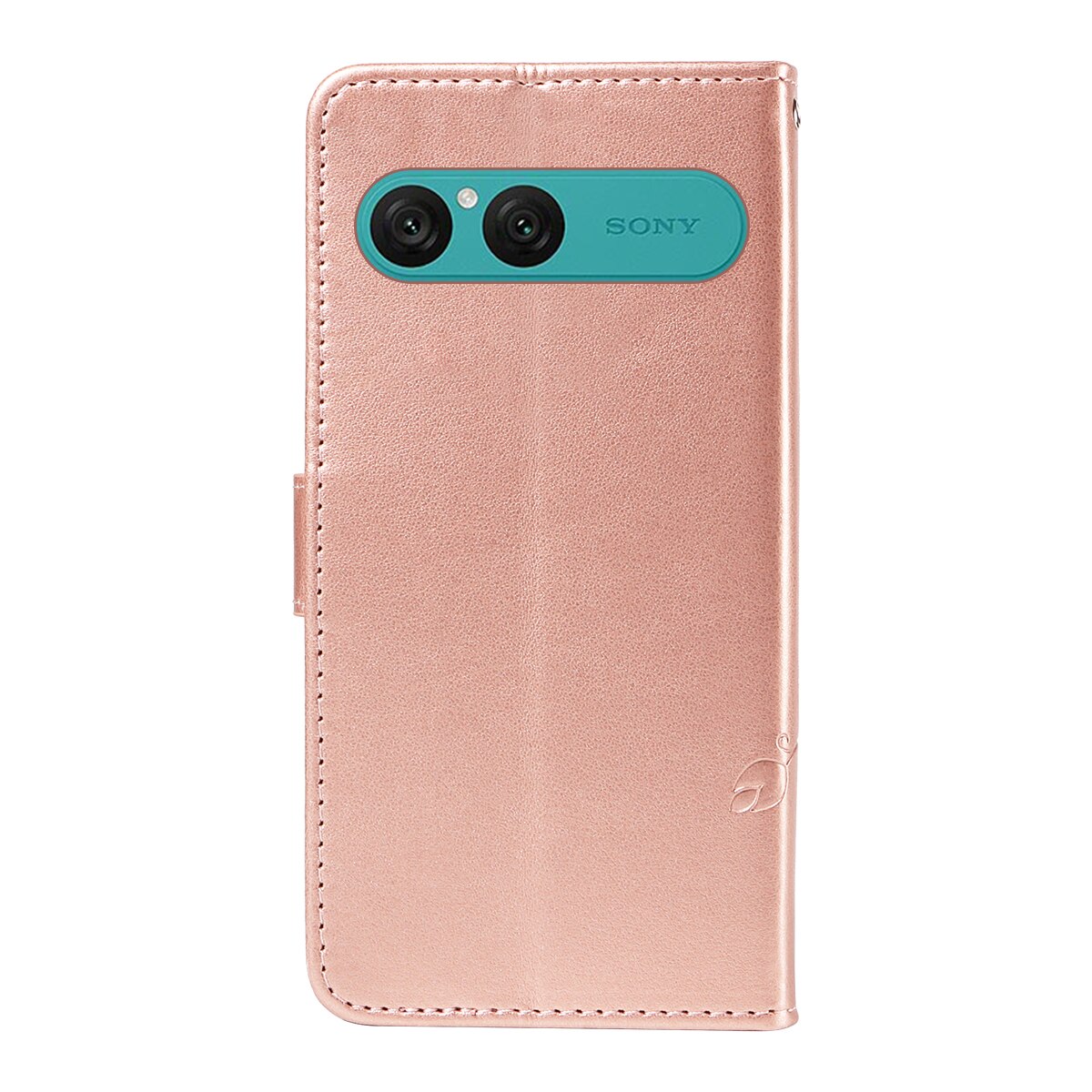 Sony Xperia 10 VII Leren vlinderhoesje Rosé goud