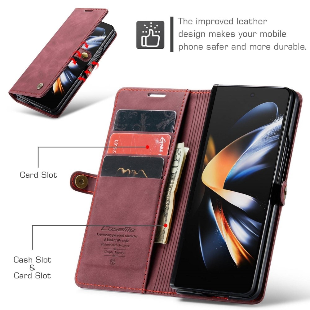 Slim Bookcover hoesje Samsung Galaxy Z Fold 4 rood