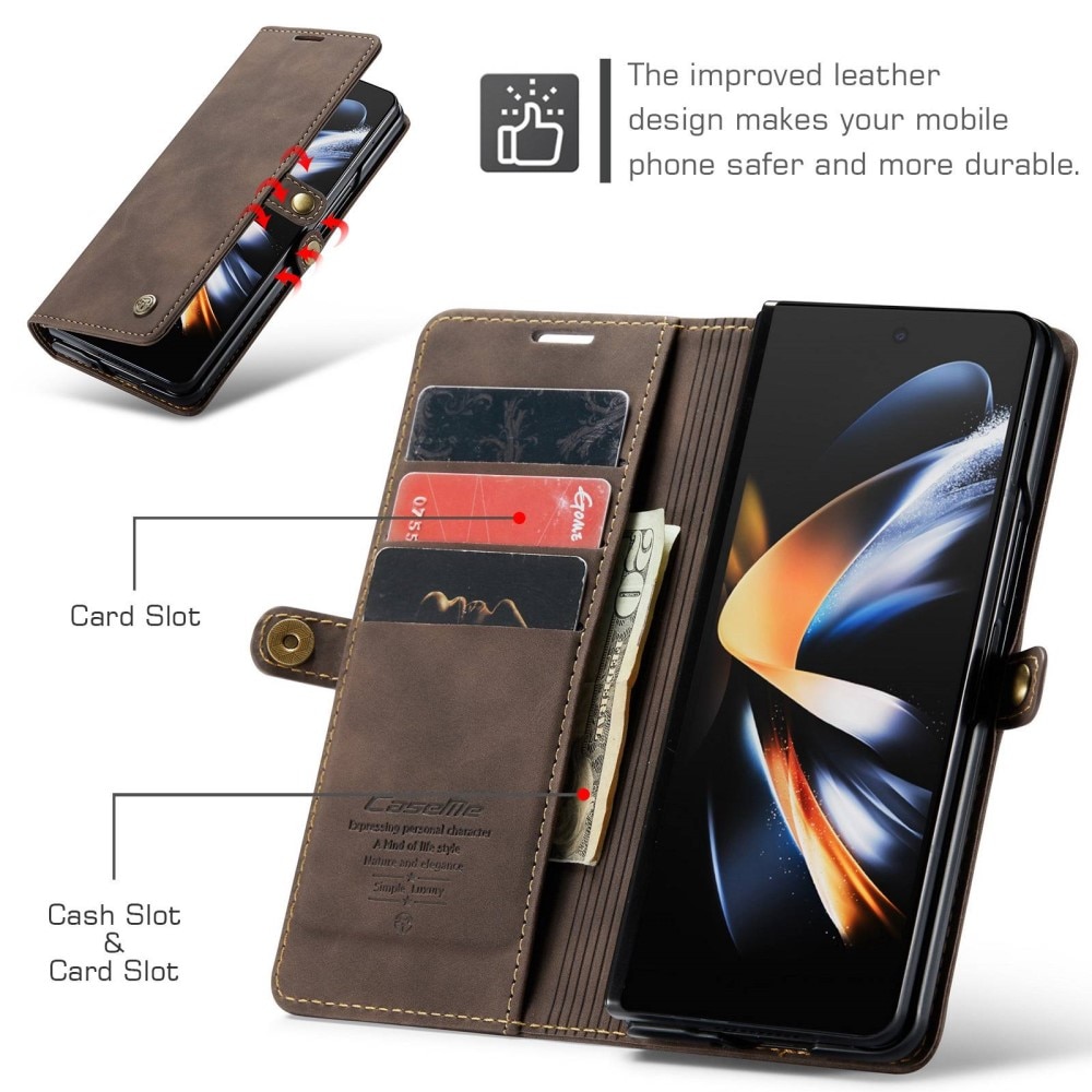 Slim Bookcover hoesje Samsung Galaxy Z Fold 4 bruin