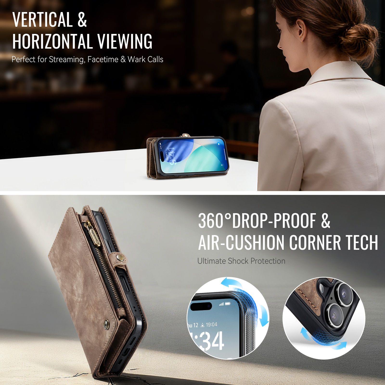 Multi-slot Hoesje iPhone 17 Bruin