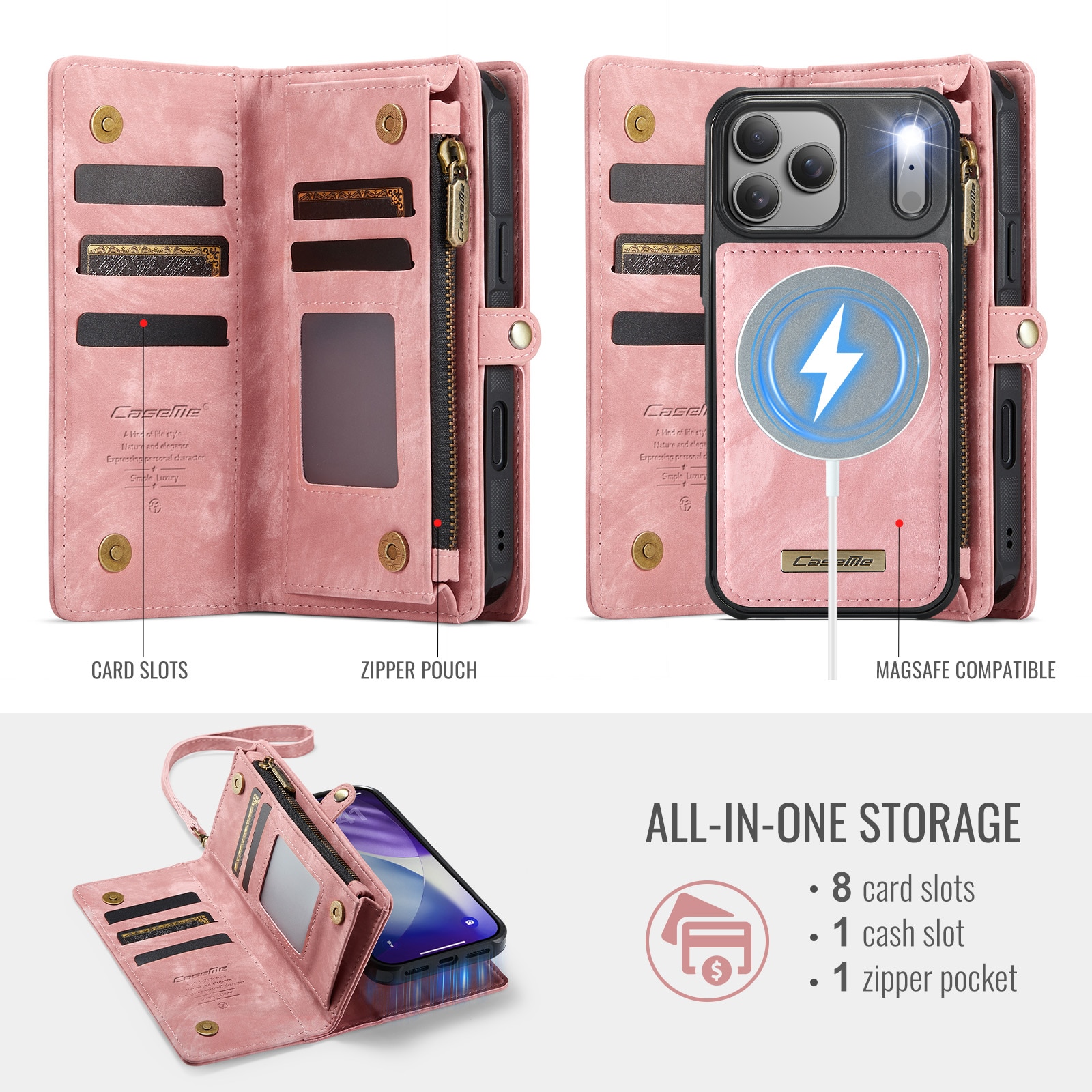Multi-slot Hoesje iPhone 17 Pro Max Roze