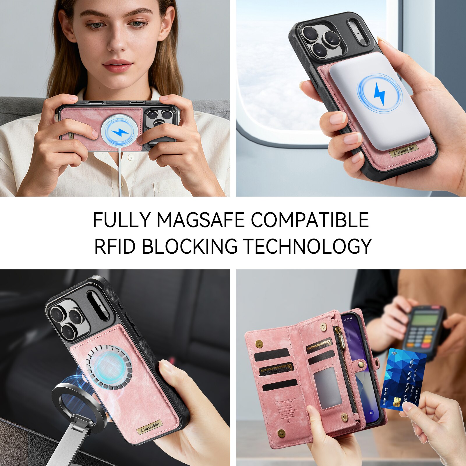 Multi-slot Hoesje iPhone 17 Pro Max Roze