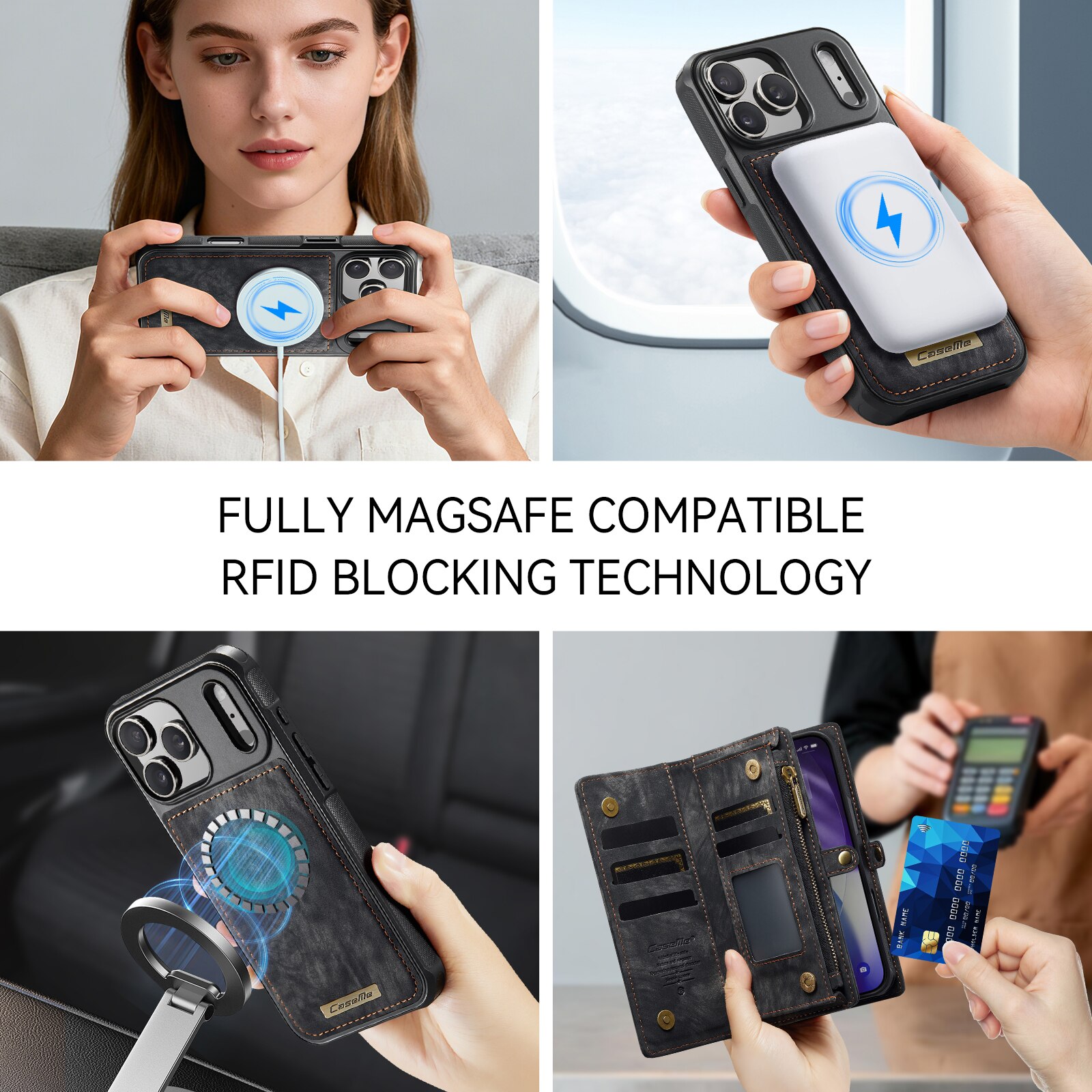 Multi-slot Hoesje iPhone 17 Pro Max Grijs