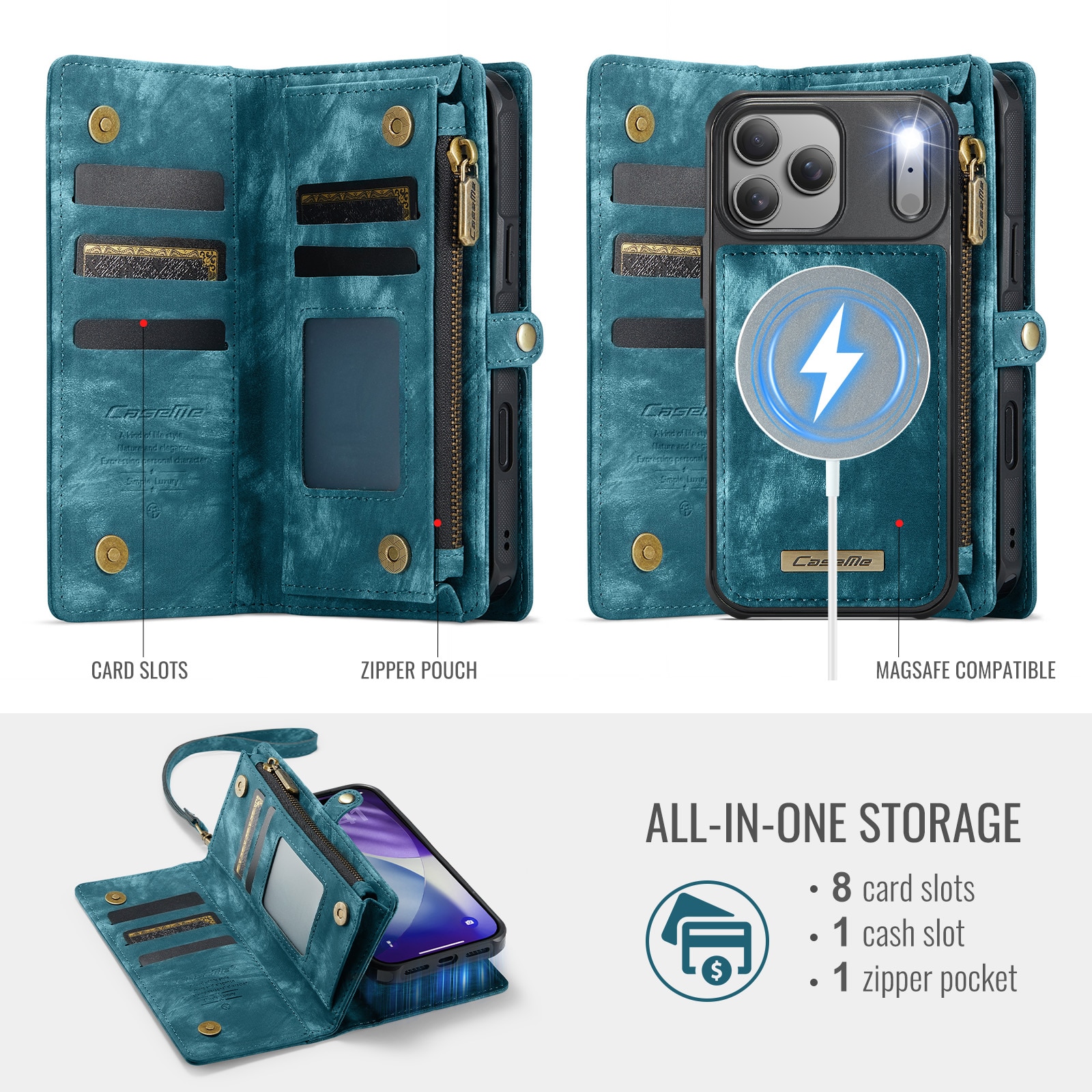 Multi-slot Hoesje iPhone 17 Pro Max Blauw