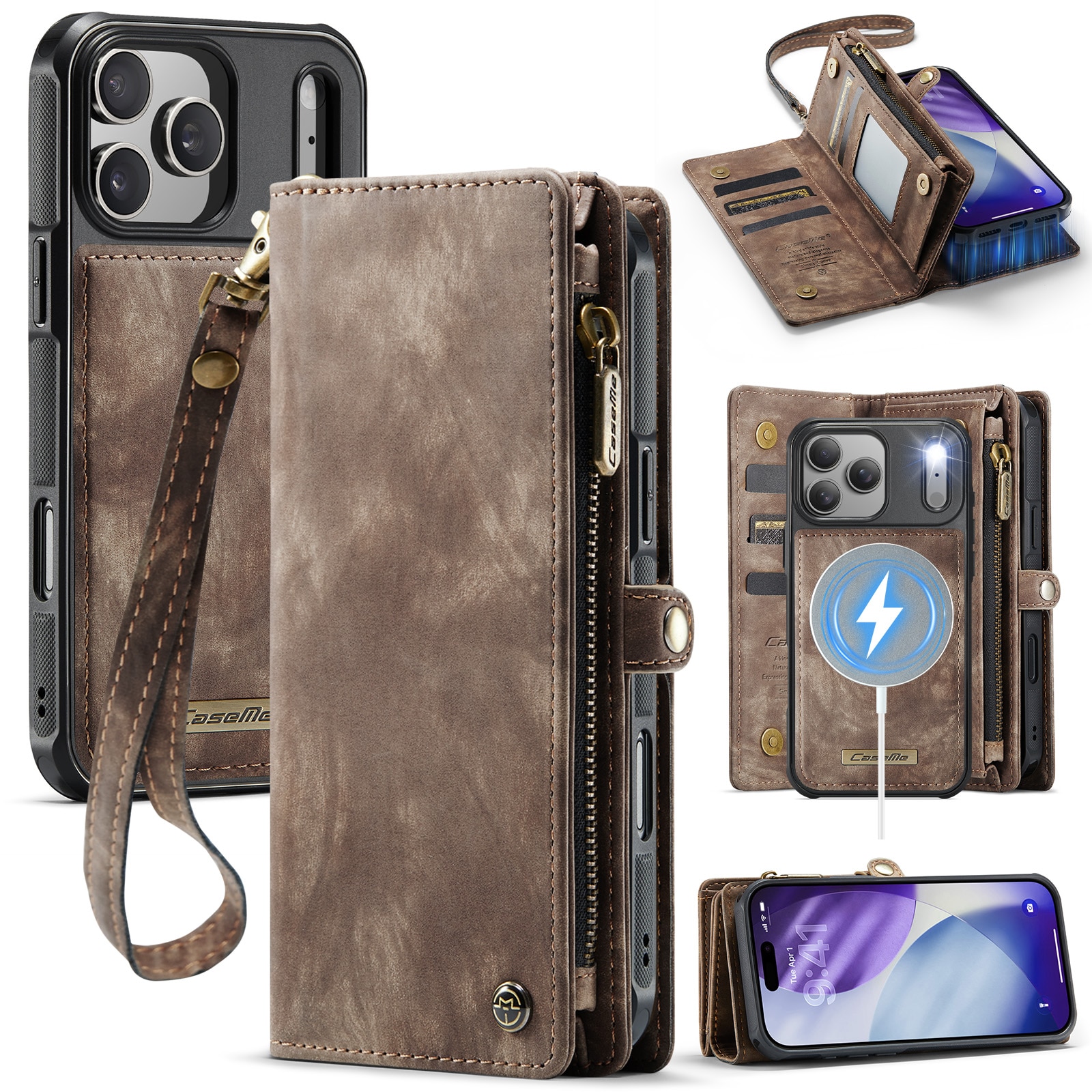 Multi-slot Hoesje iPhone 17 Pro Max Bruin