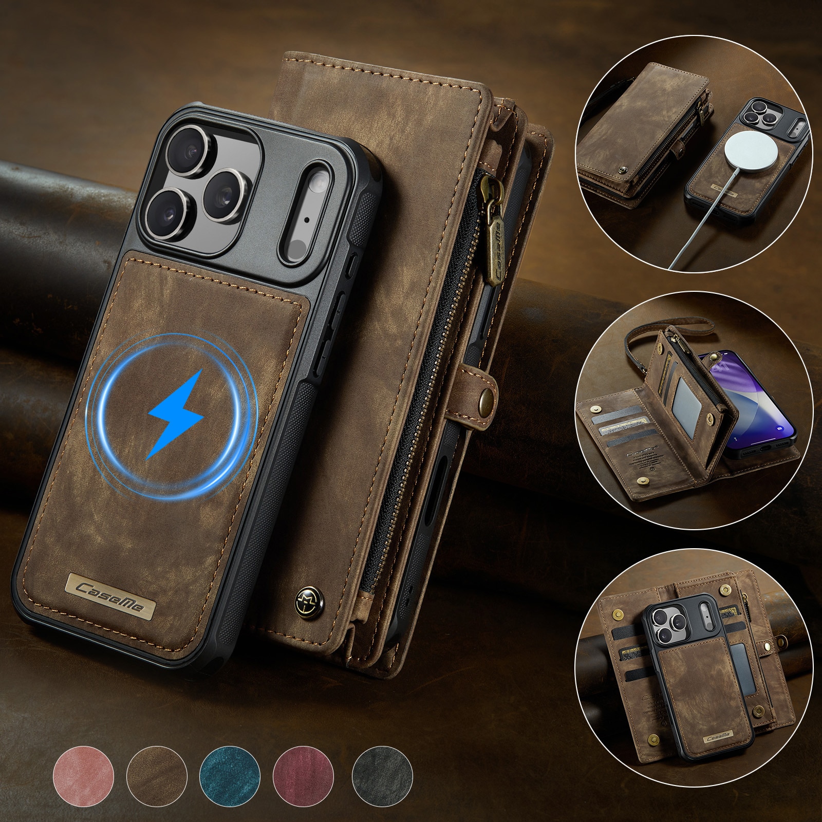 Multi-slot Hoesje iPhone 17 Pro Max Bruin