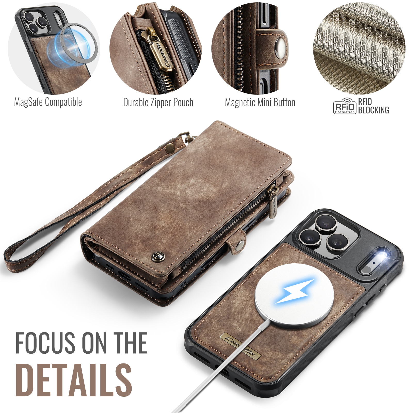 Multi-slot Hoesje iPhone 17 Pro Max Bruin