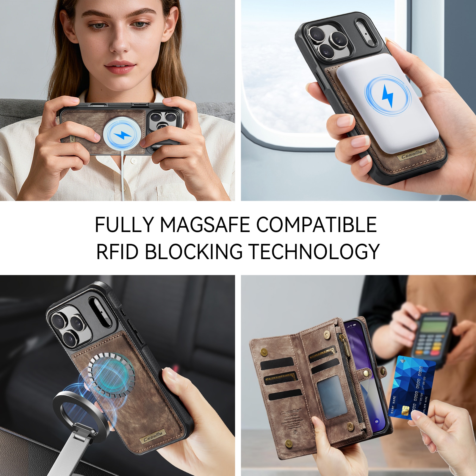 Multi-slot Hoesje iPhone 17 Pro Max Bruin