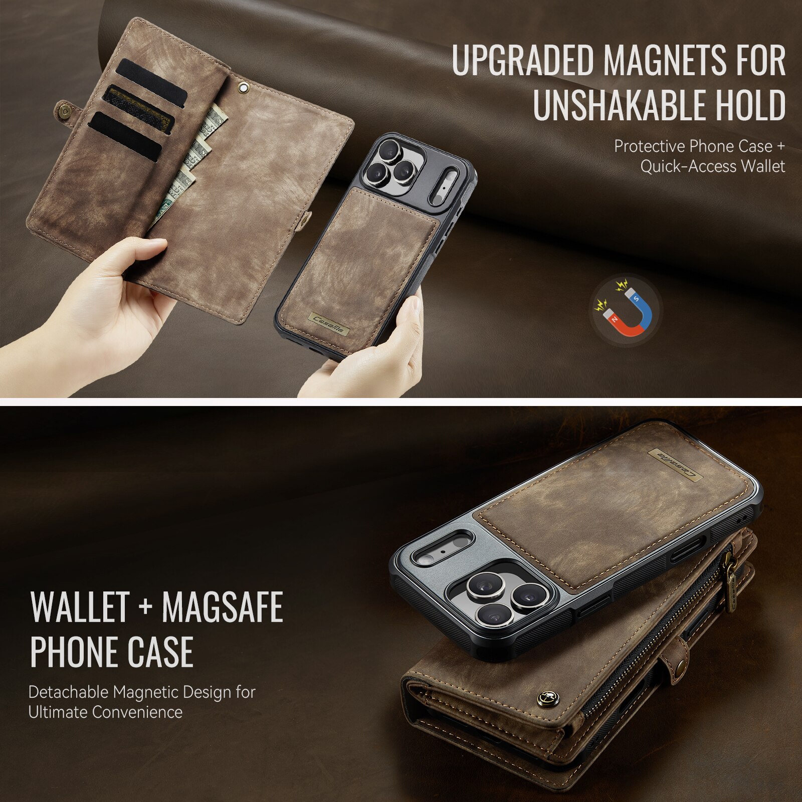 Multi-slot Hoesje iPhone 17 Pro Max Bruin