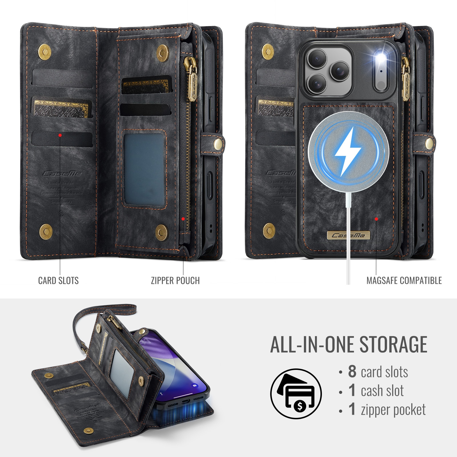 Multi-slot Hoesje iPhone 17 Pro Grijs