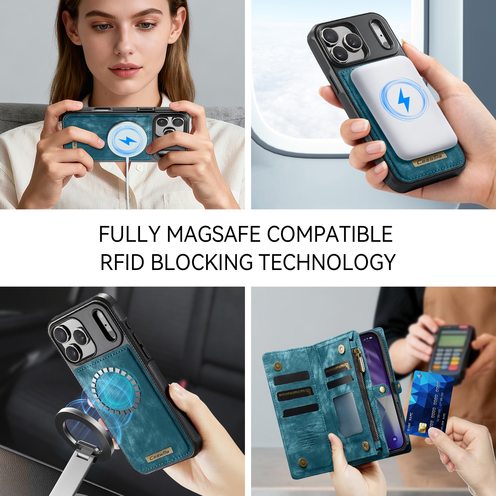 Multi-slot Hoesje iPhone 17 Pro Blauw