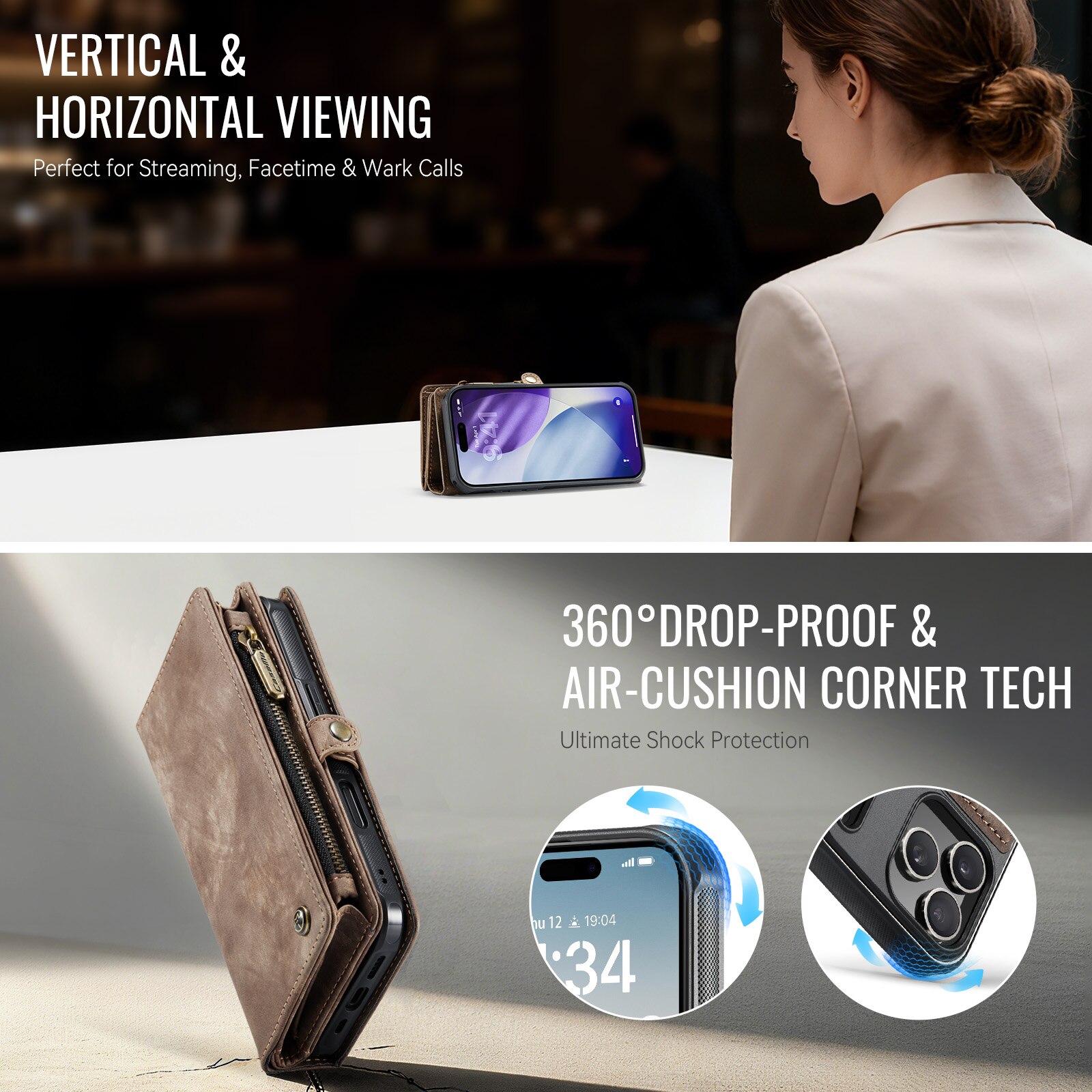 Multi-slot Hoesje iPhone 17 Pro Bruin