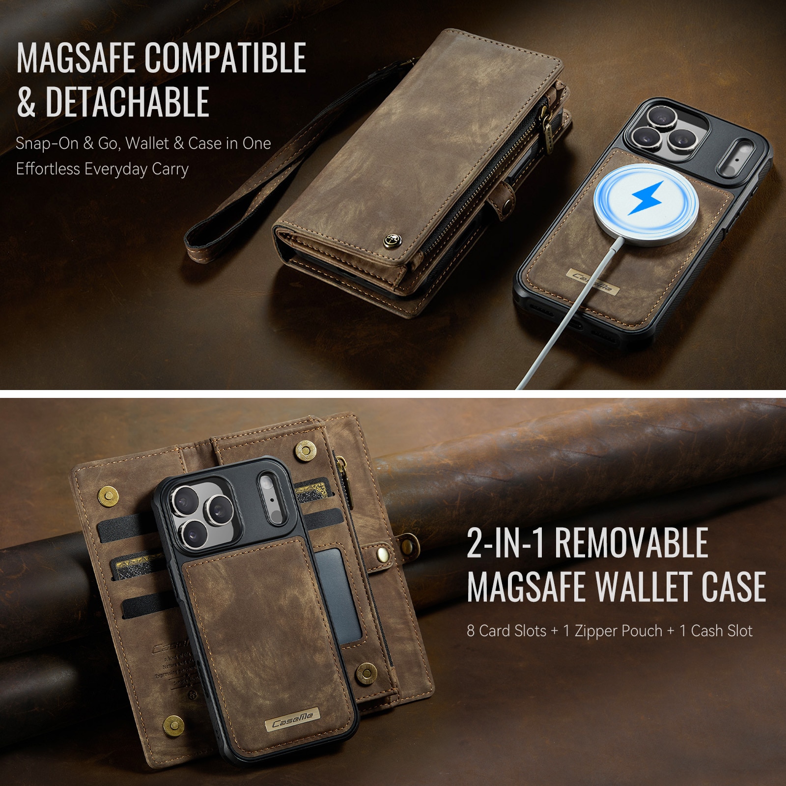 Multi-slot Hoesje iPhone 17 Pro Bruin