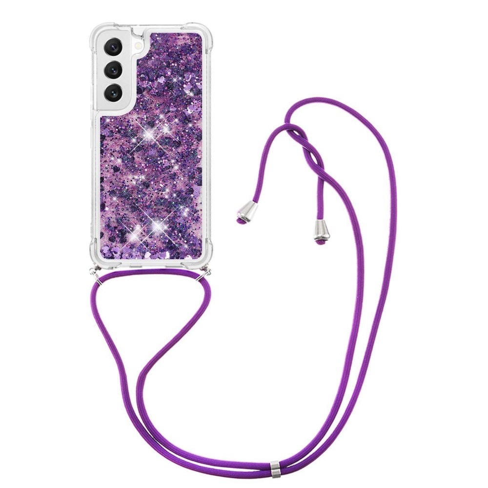 Samsung Galaxy S23 Glitter Powder TPU Hoesje Halsband Paars